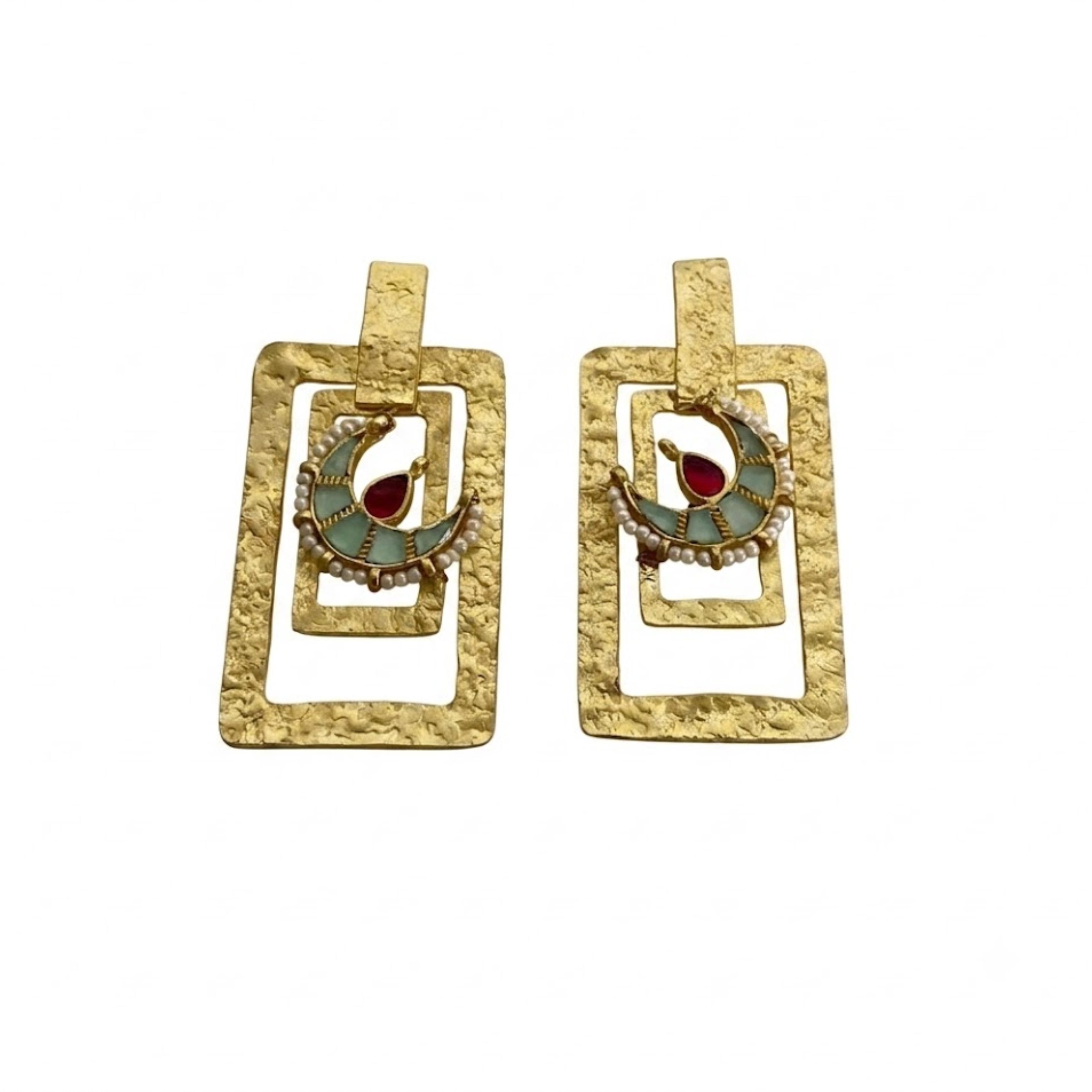 9rock The Crescent Moon Kundan Earrings - kundan Jewellery