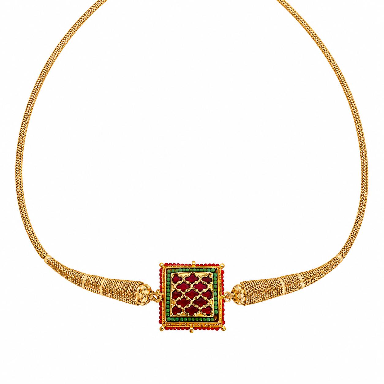 The Royal Square Ruby & Emerald Necklace Set — 9rock