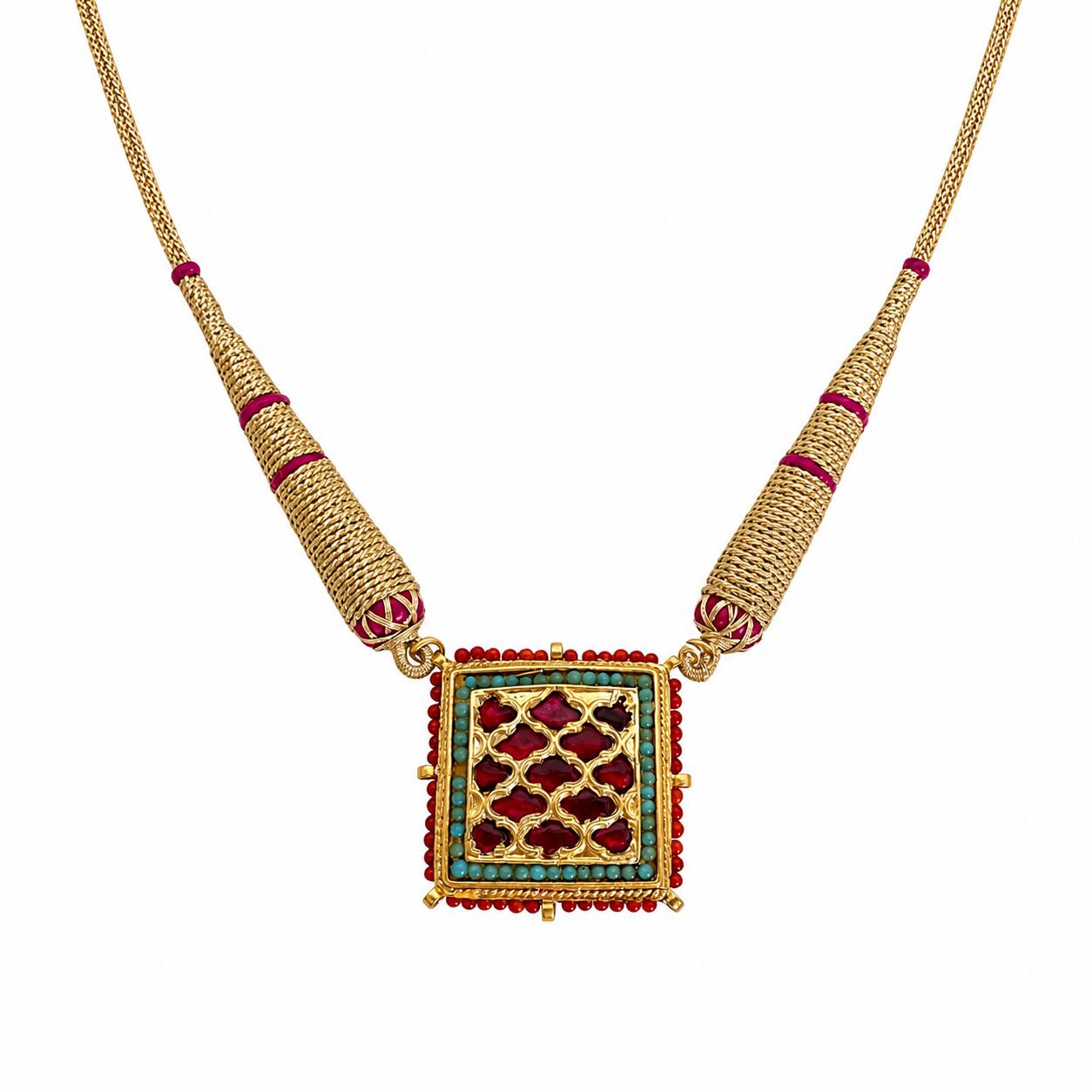 The Ruby Lattice Necklace And Earring Set — 9rock