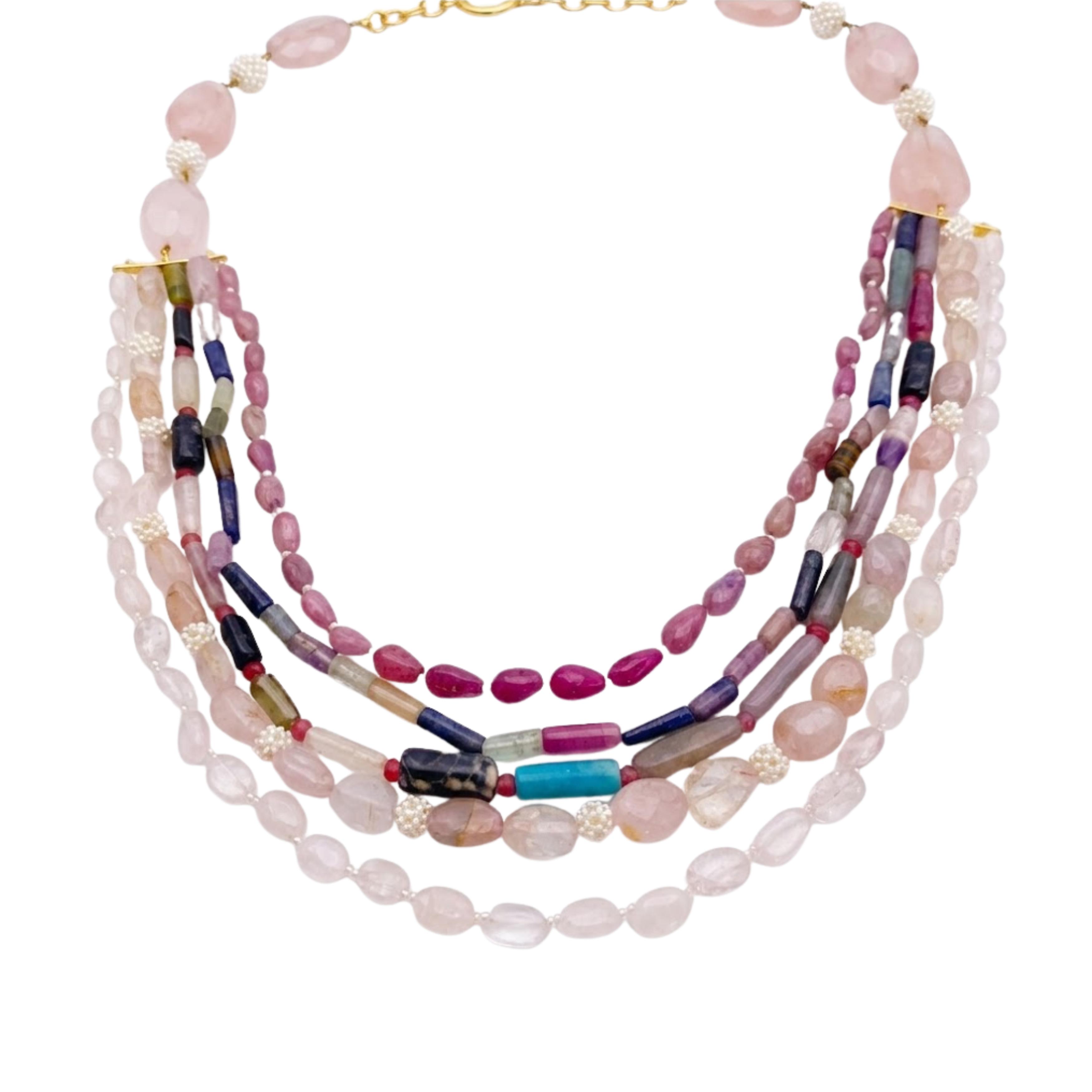 The Multicolored Gemstone Kundan Necklace and Earring Set