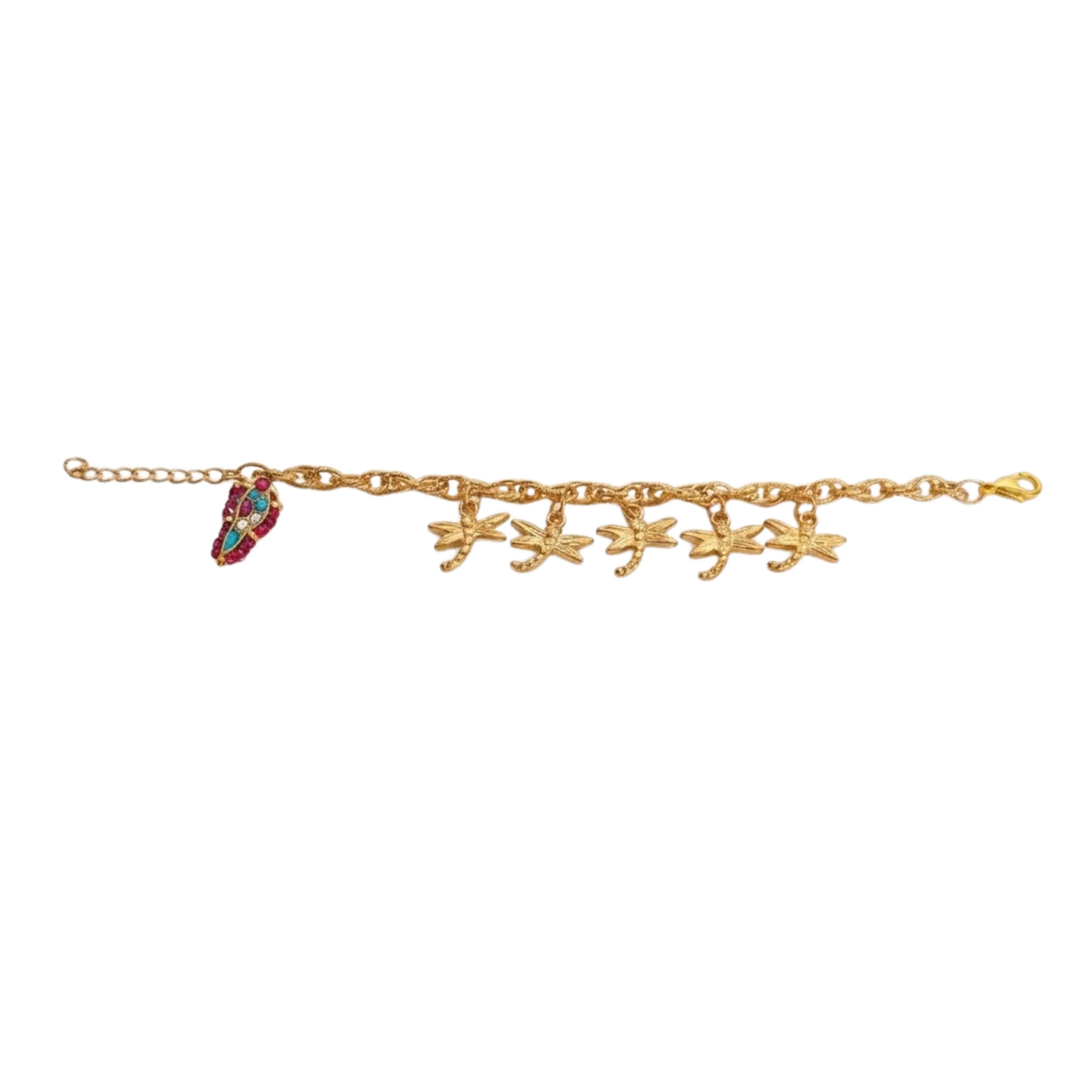 9rock Dragonfly Charm Kundan Bracelet - kundan Jewellery