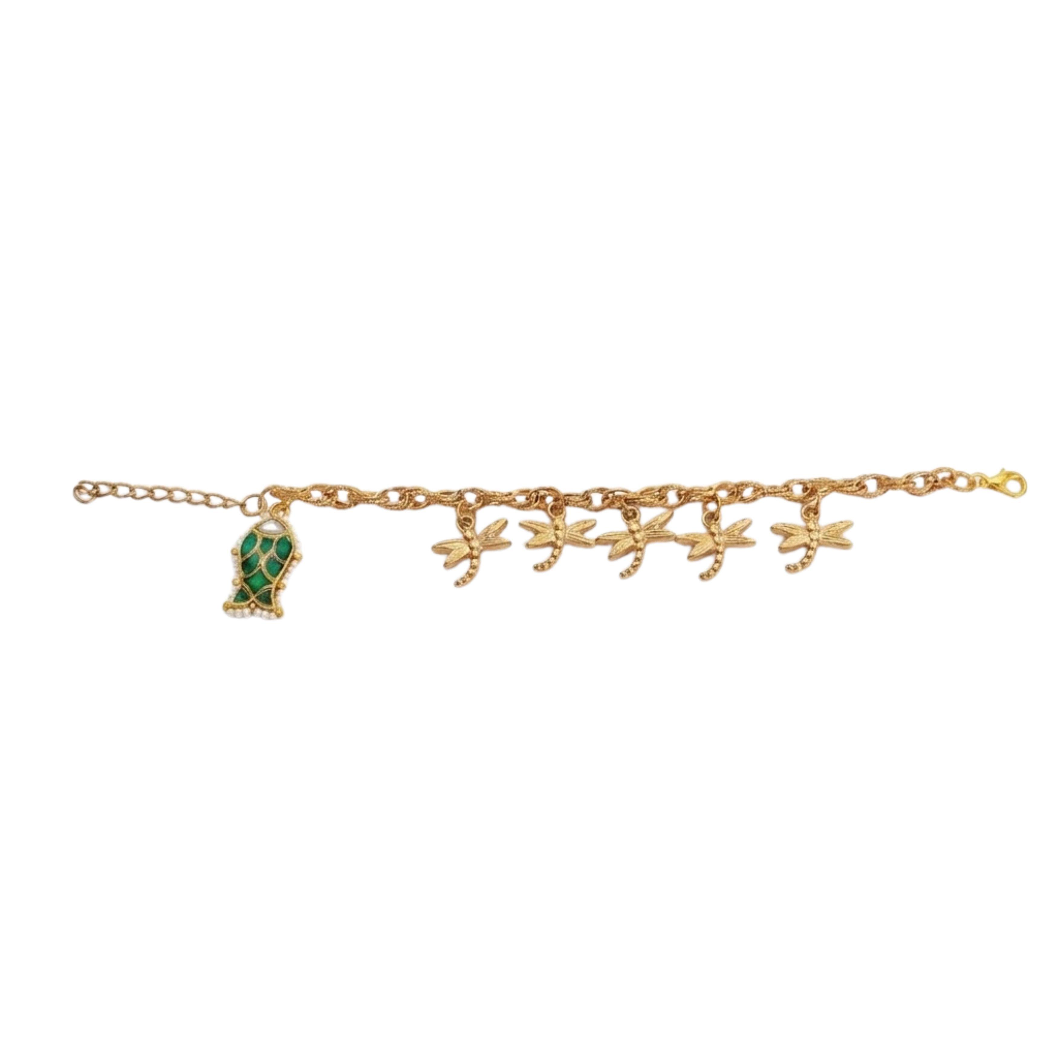 9rock Dragonfly Charm Kundan Bracelet - kundan Jewellery