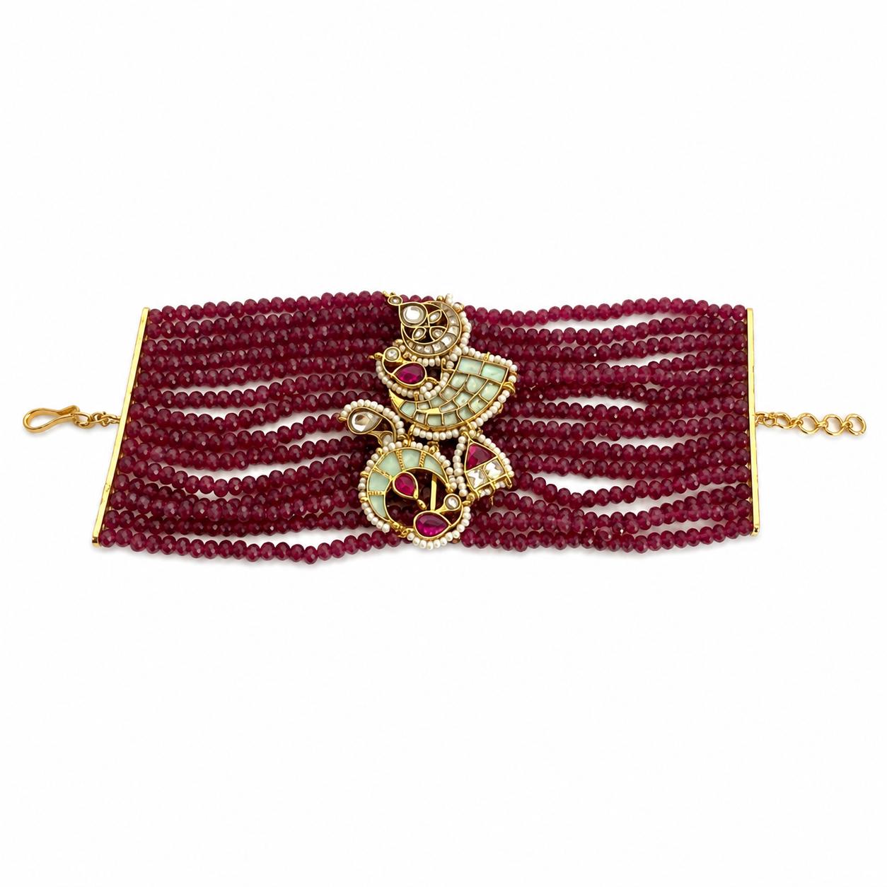 9rock The Majestic Peacock Kundan Bracelet - kundan Jewellery