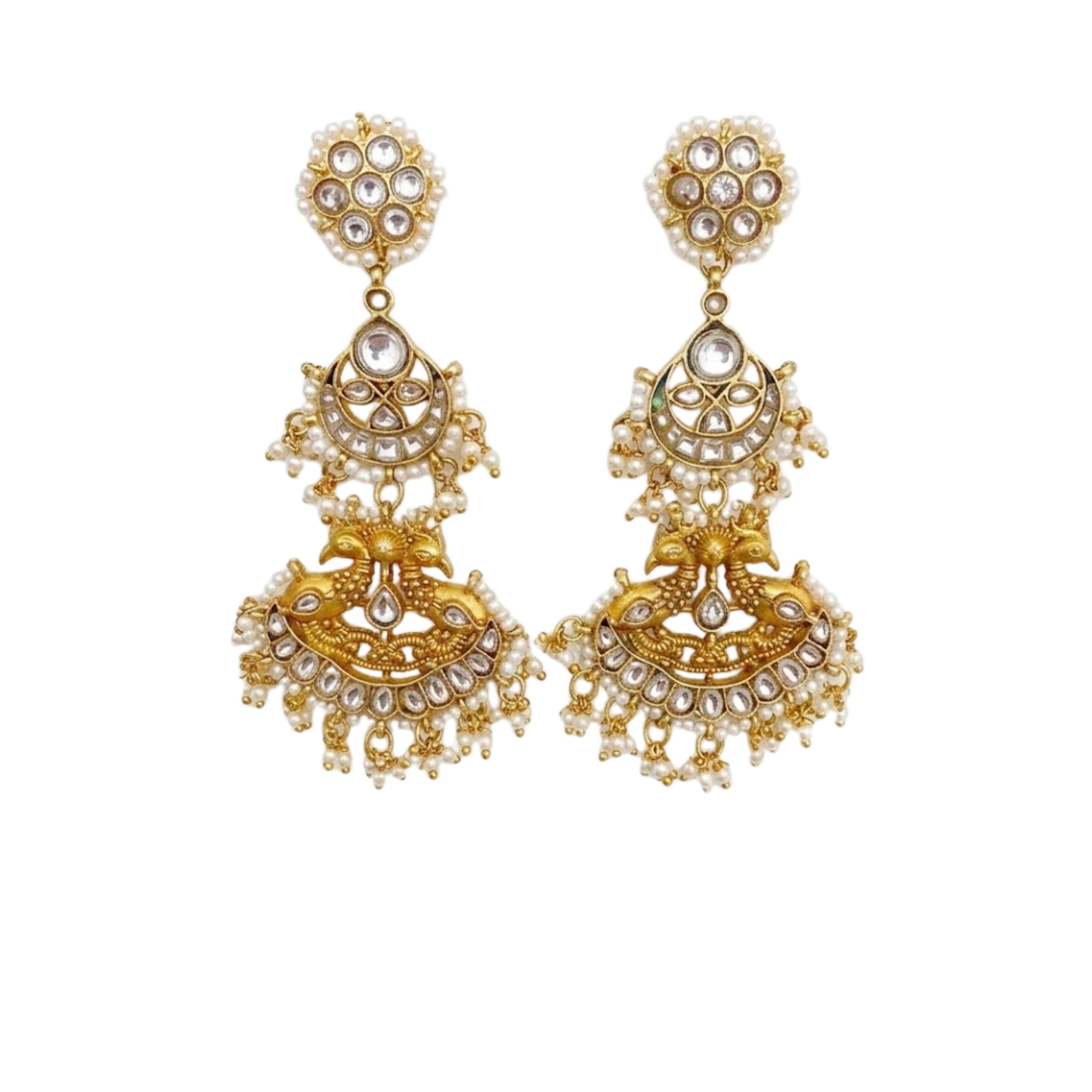 9rock The Regal Peacock Kundan Earrings - kundan Jewellery