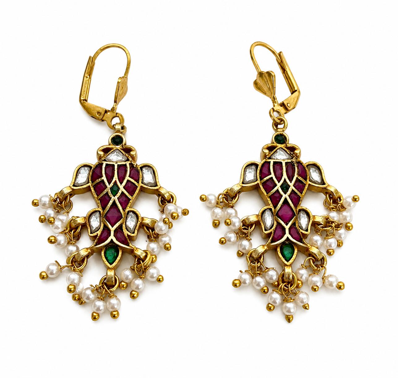 9rock The Royal Fish Kundan Earrings - kundan Jewellery