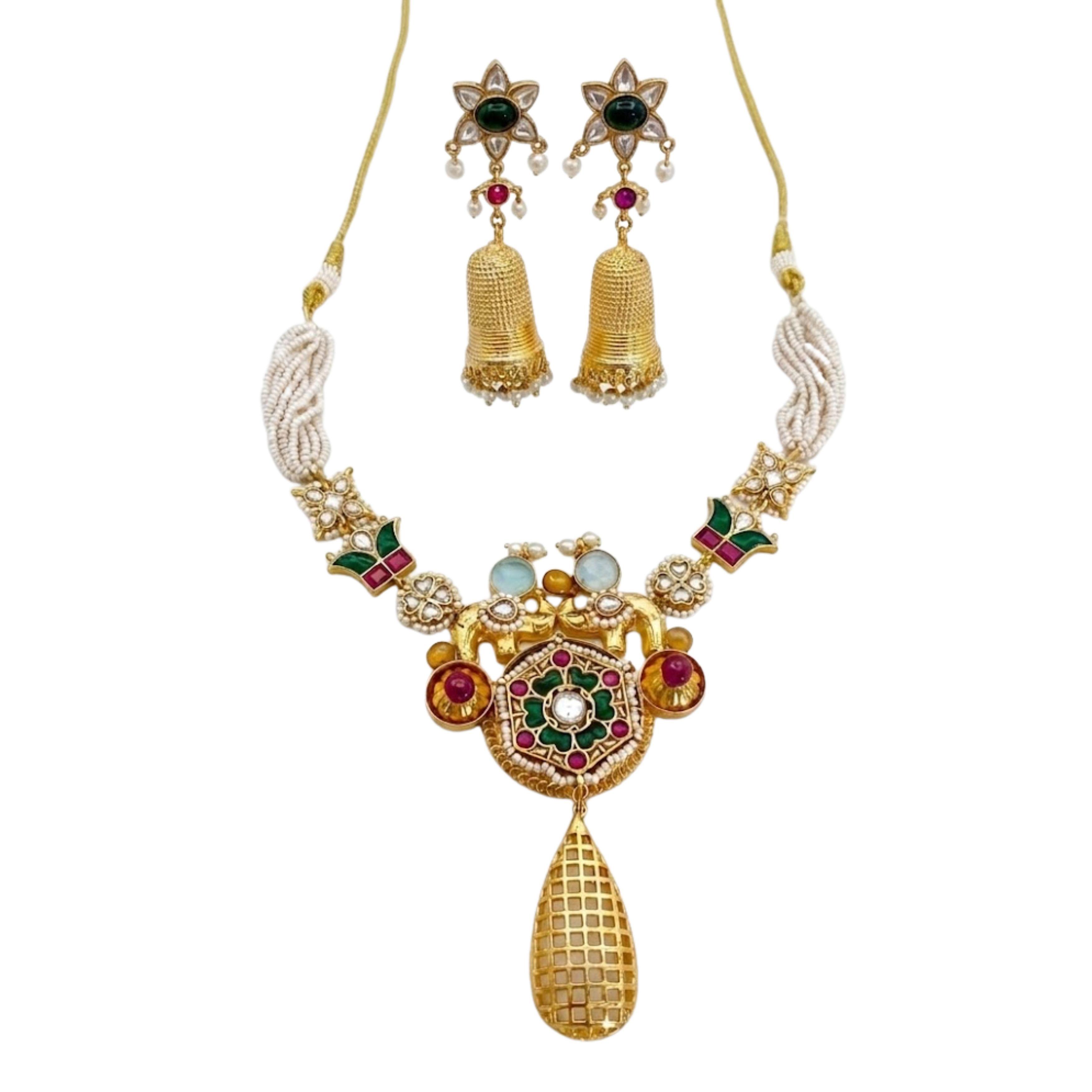 9rock The Floral Kundan Necklace and Earring Set - kundan Jewellery