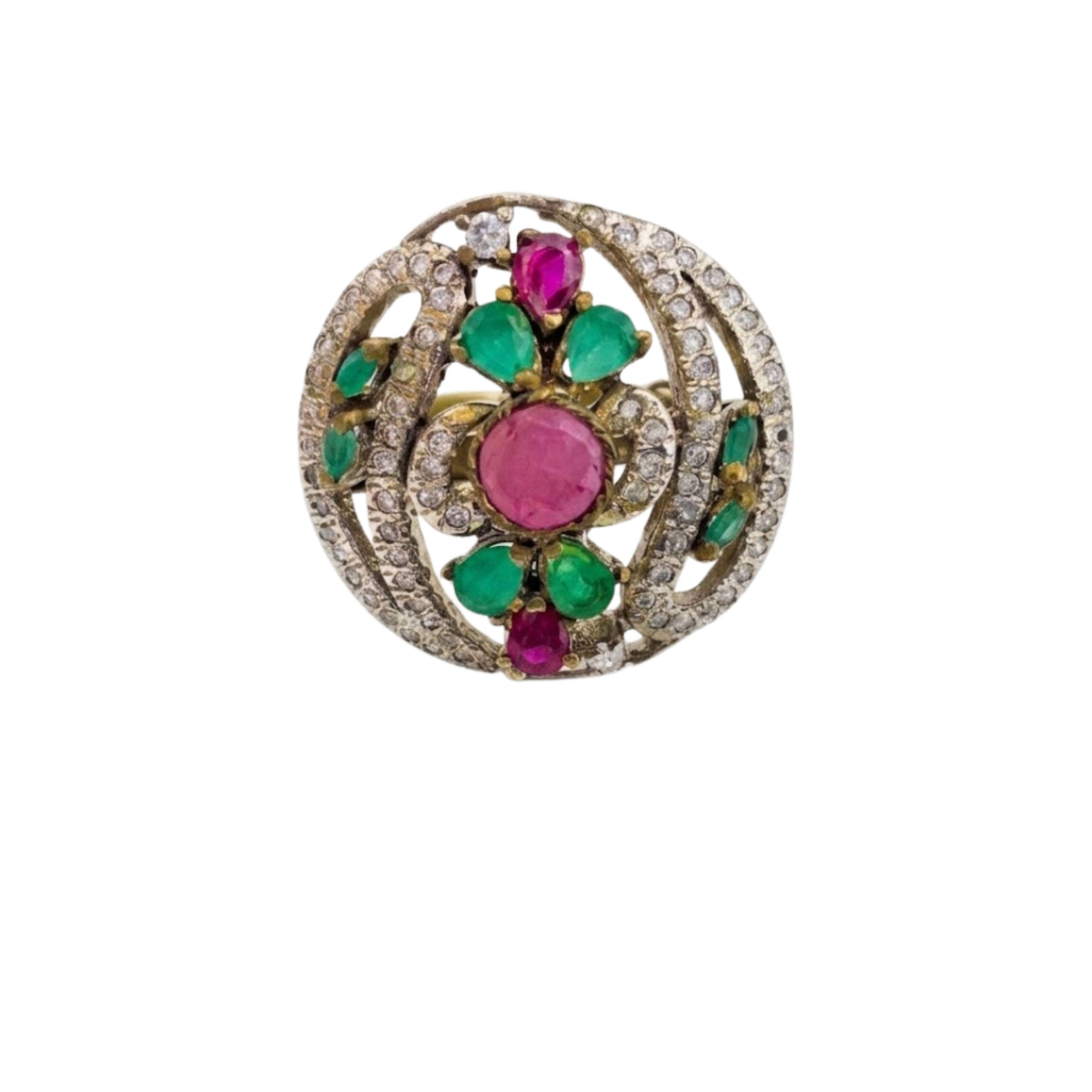9rock The Regal Ruby Emerald Bloom Ring - Diamond Jewellery