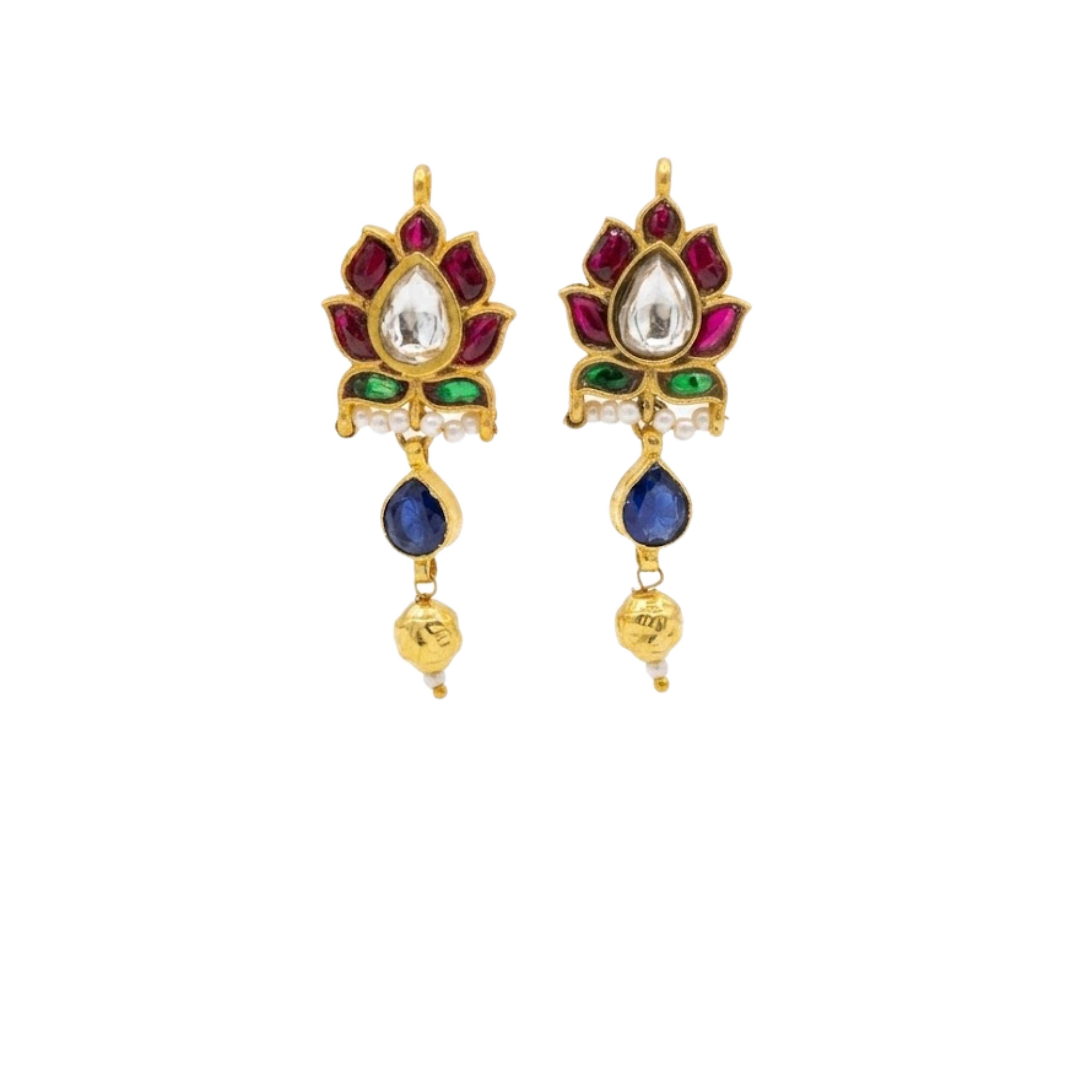 9rock The Crimson Bloom Kundan Earrings - kundan Jewellery