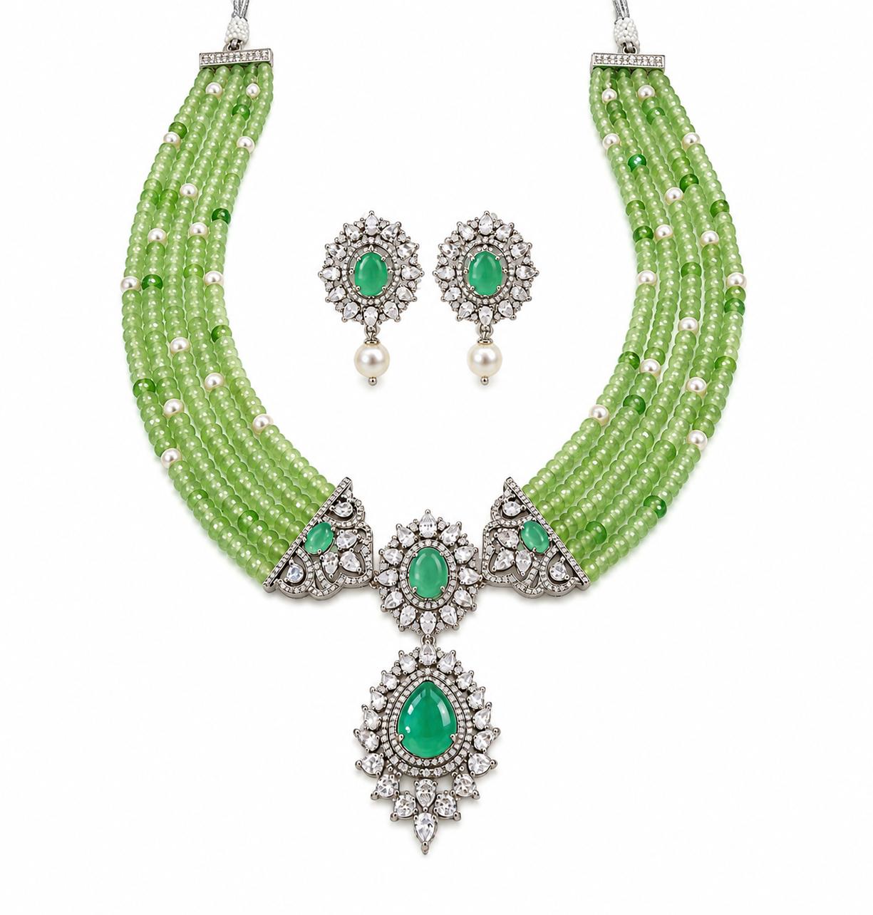 The Emerald Bloom Diamond Necklace Set — 9rock