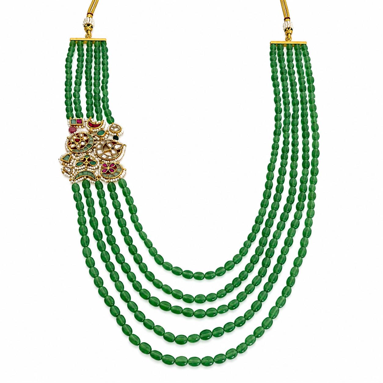9rock The Emerald Groom Necklace Set - kundan Jewellery