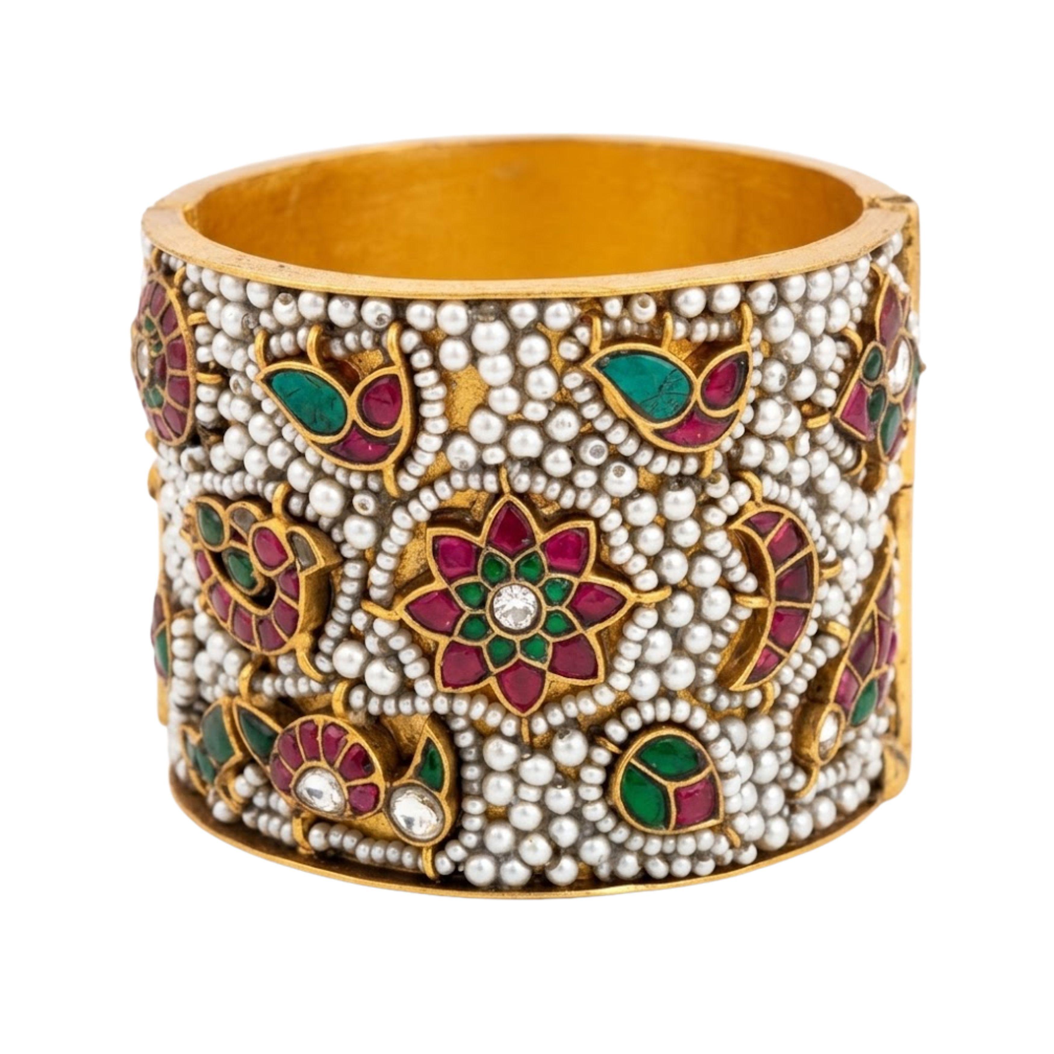 9rock The Royal Kundan Floral Bangle - kundan Jewellery