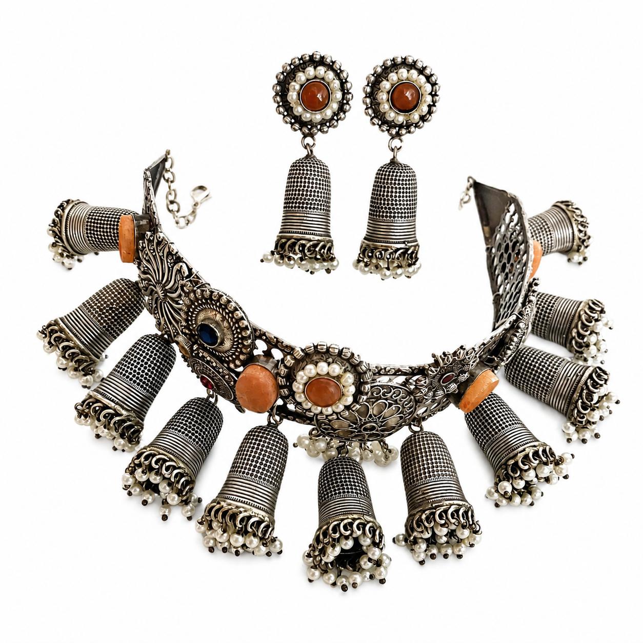 9rock The German Jhumka Necklace And Earring Set - german Jewellery