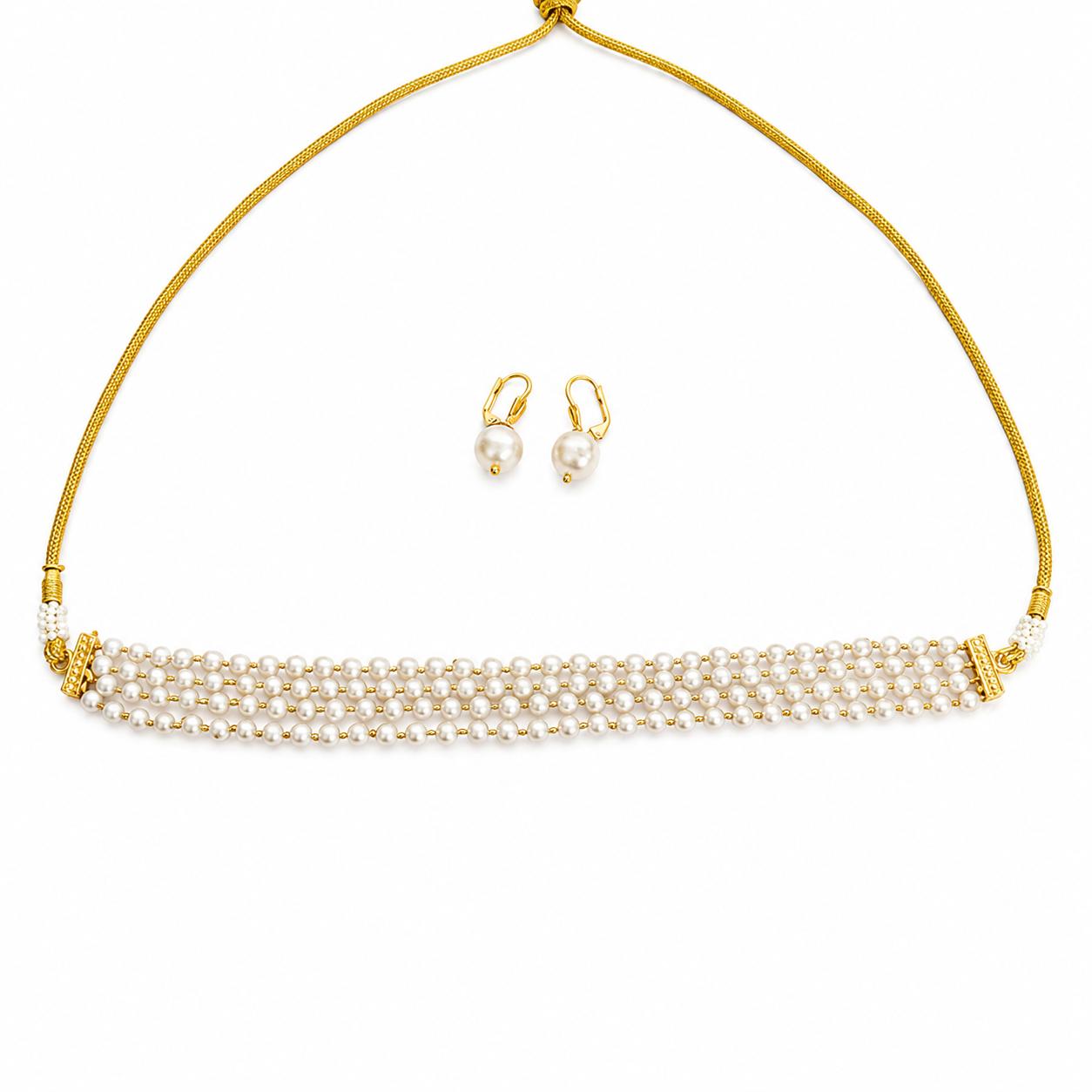 9rock The Pearl Kundan Necklace and Earring Set - kundan Jewellery