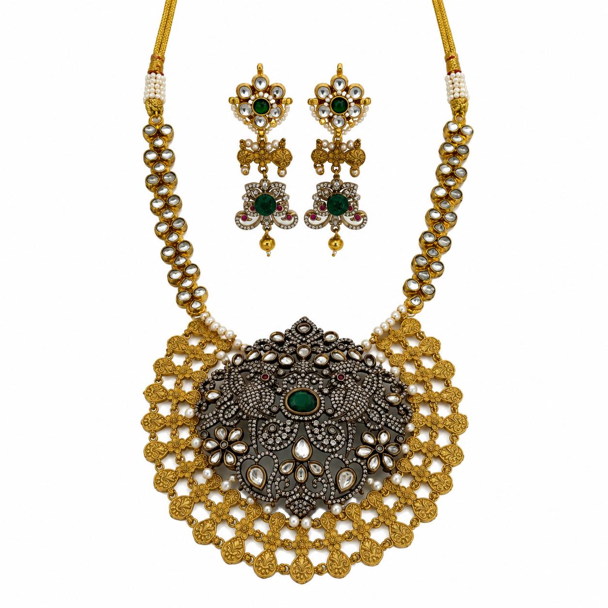 Fusion Floral Gemstone Necklace and Earring Set — 9rock