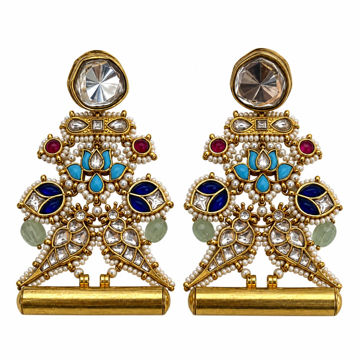 9rock The Gemstone Aviary Kundan Earrings - kundan Jewellery