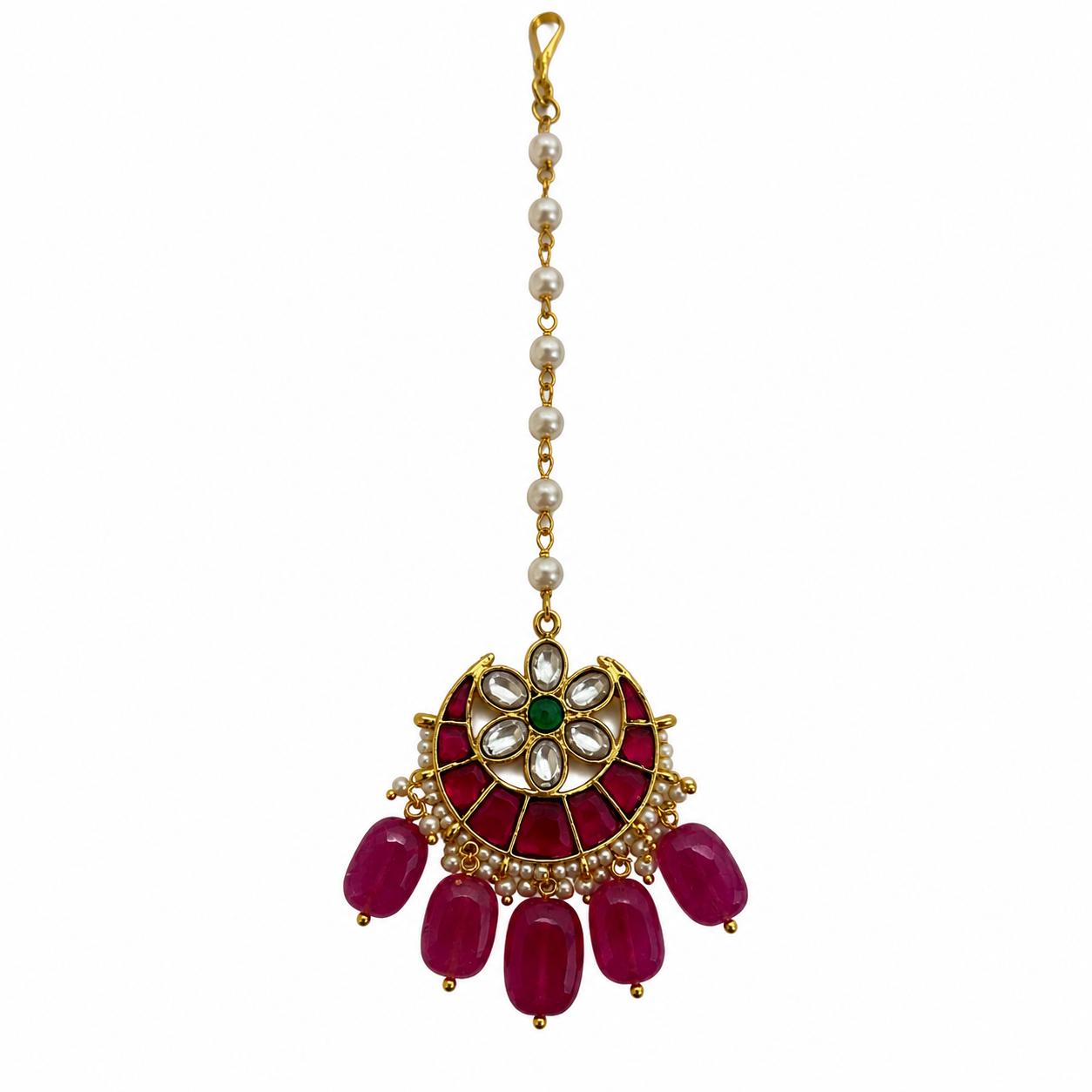 9rock The Ruby Bloom Kundan Tika - kundan Jewellery