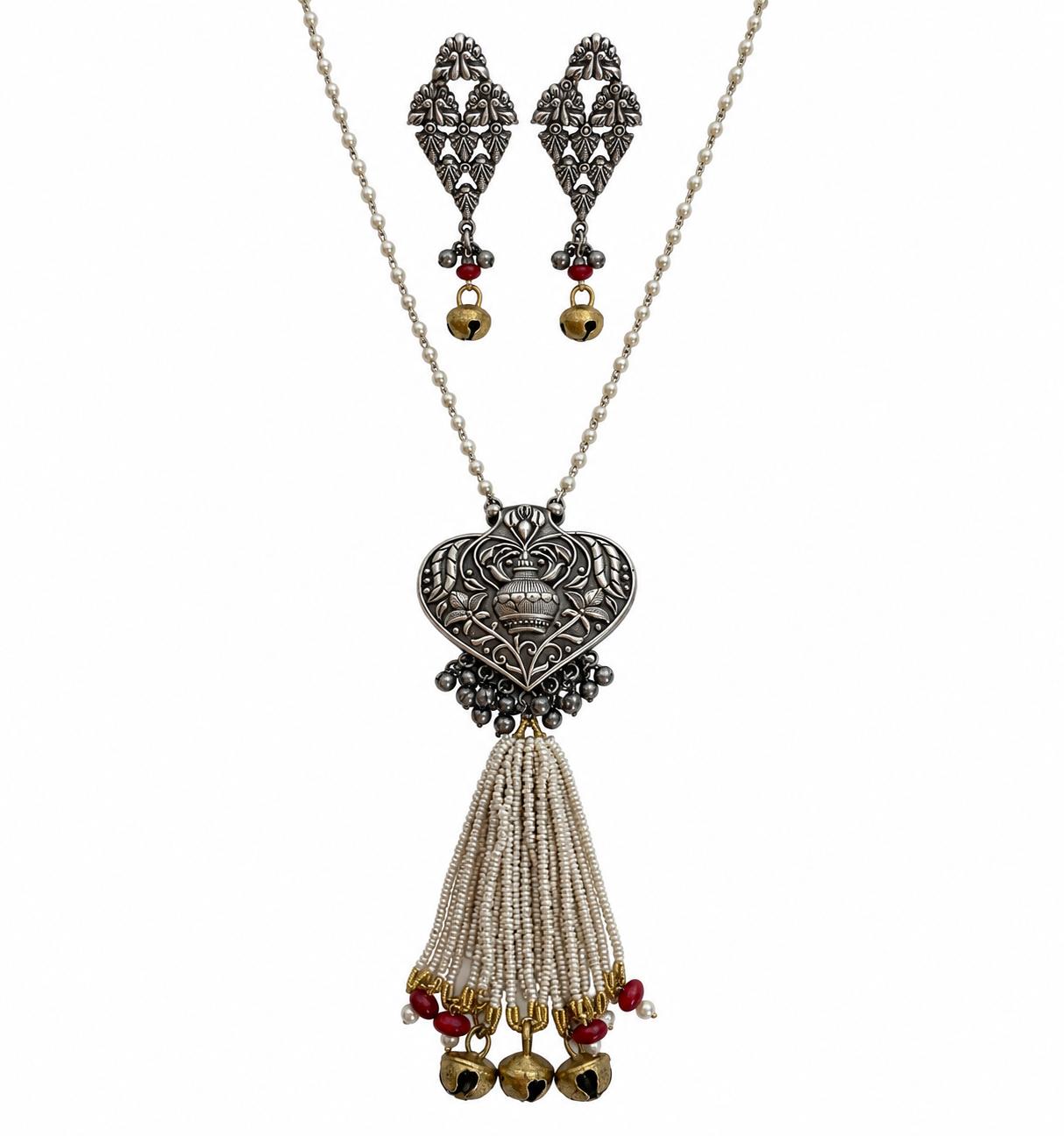 The Antique Fusion Tassel Necklace And Earring Set — 9rock