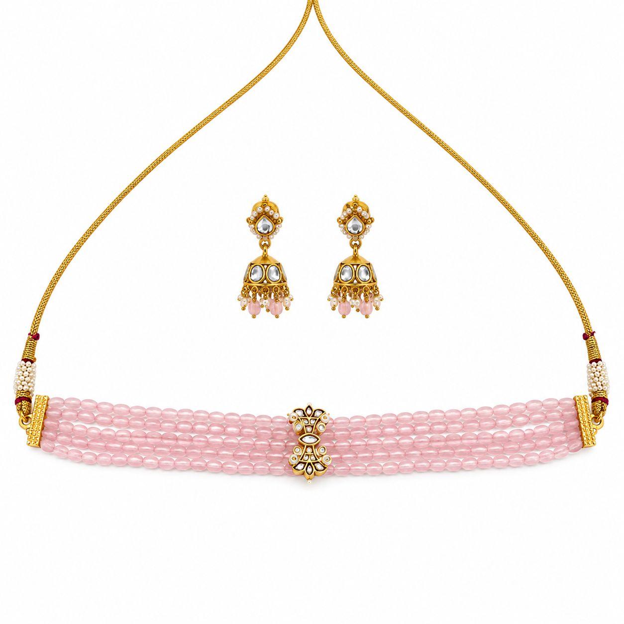 The Blush Pearl Kundan Necklace Set - 9rock