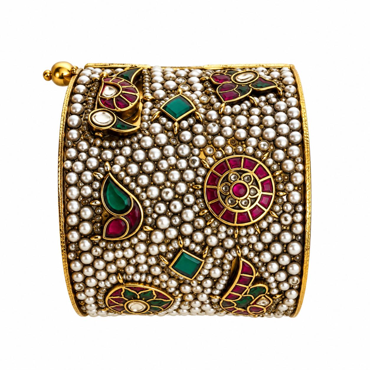 9rock The Kundan Pearl Bloom Bangles - kundan Jewellery