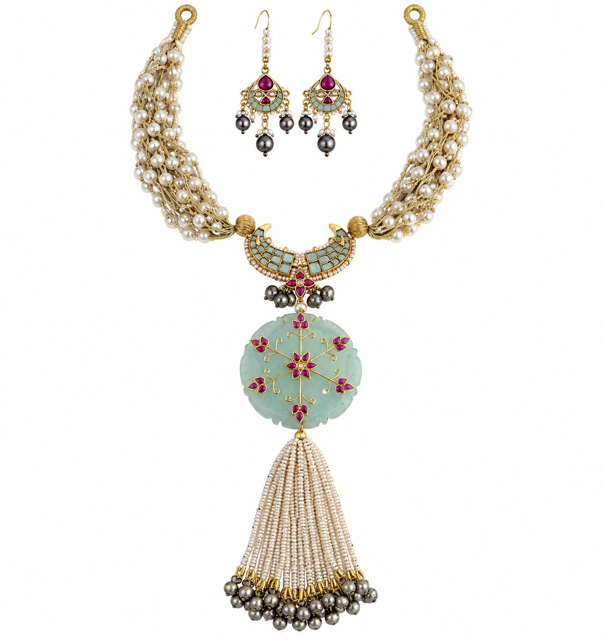 Celestial Bloom Kundan Necklace and Earring Set — 9rock
