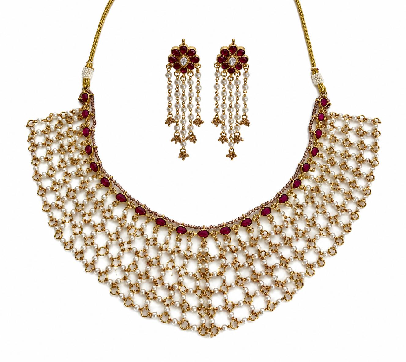 The Ruby Bloom Kundan Necklace and Earring Set — 9rock