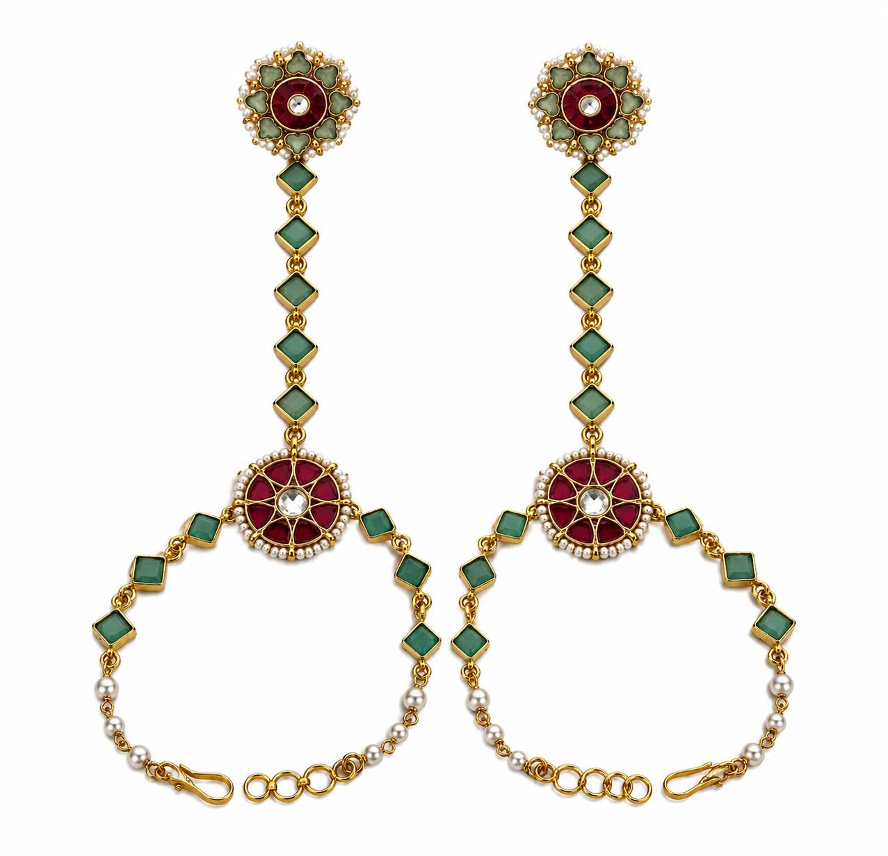 9rock The Emerald Kundan Hathphool  - kundan Jewellery