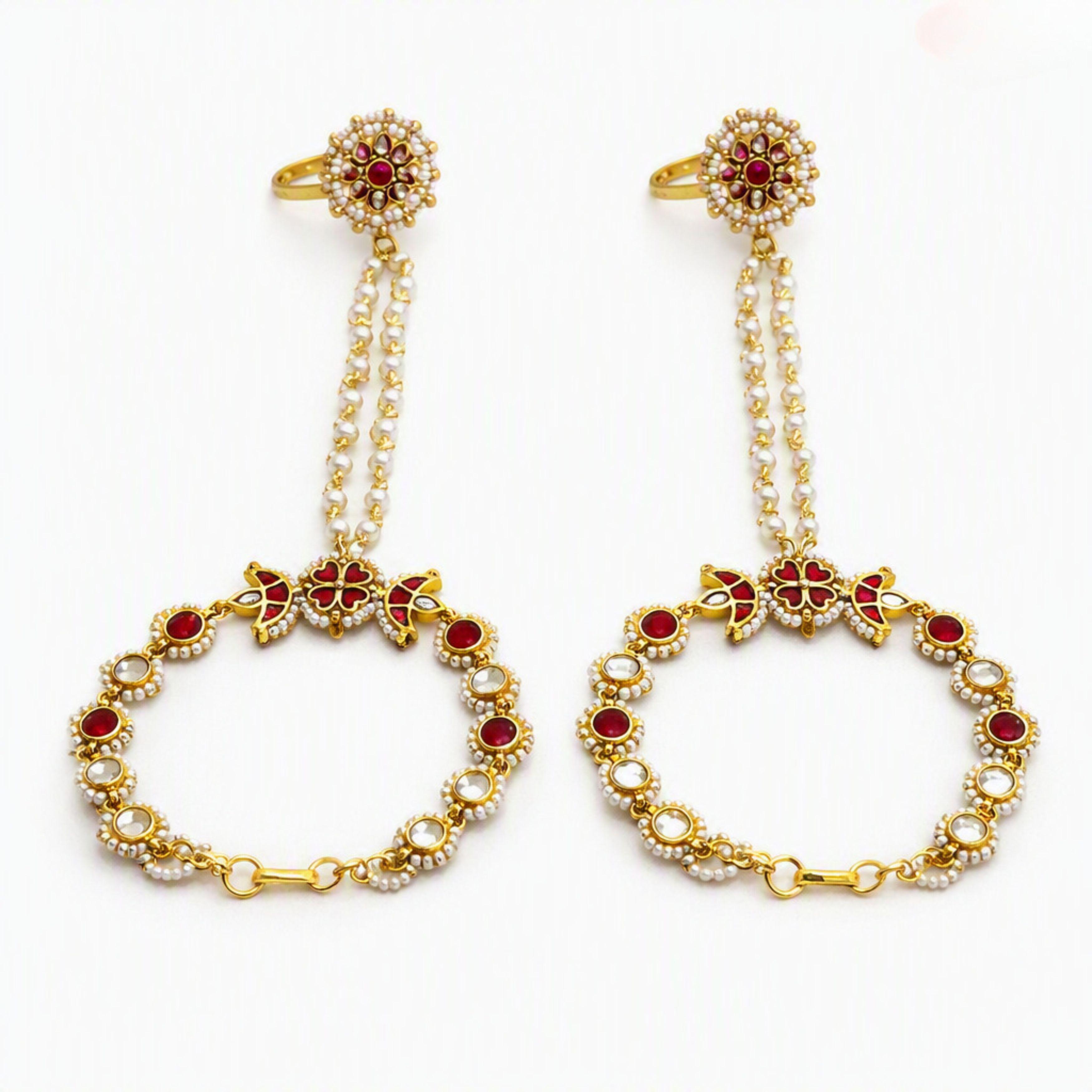 9rock The Ruby Bloom Kundan Hathphool - kundan Jewellery