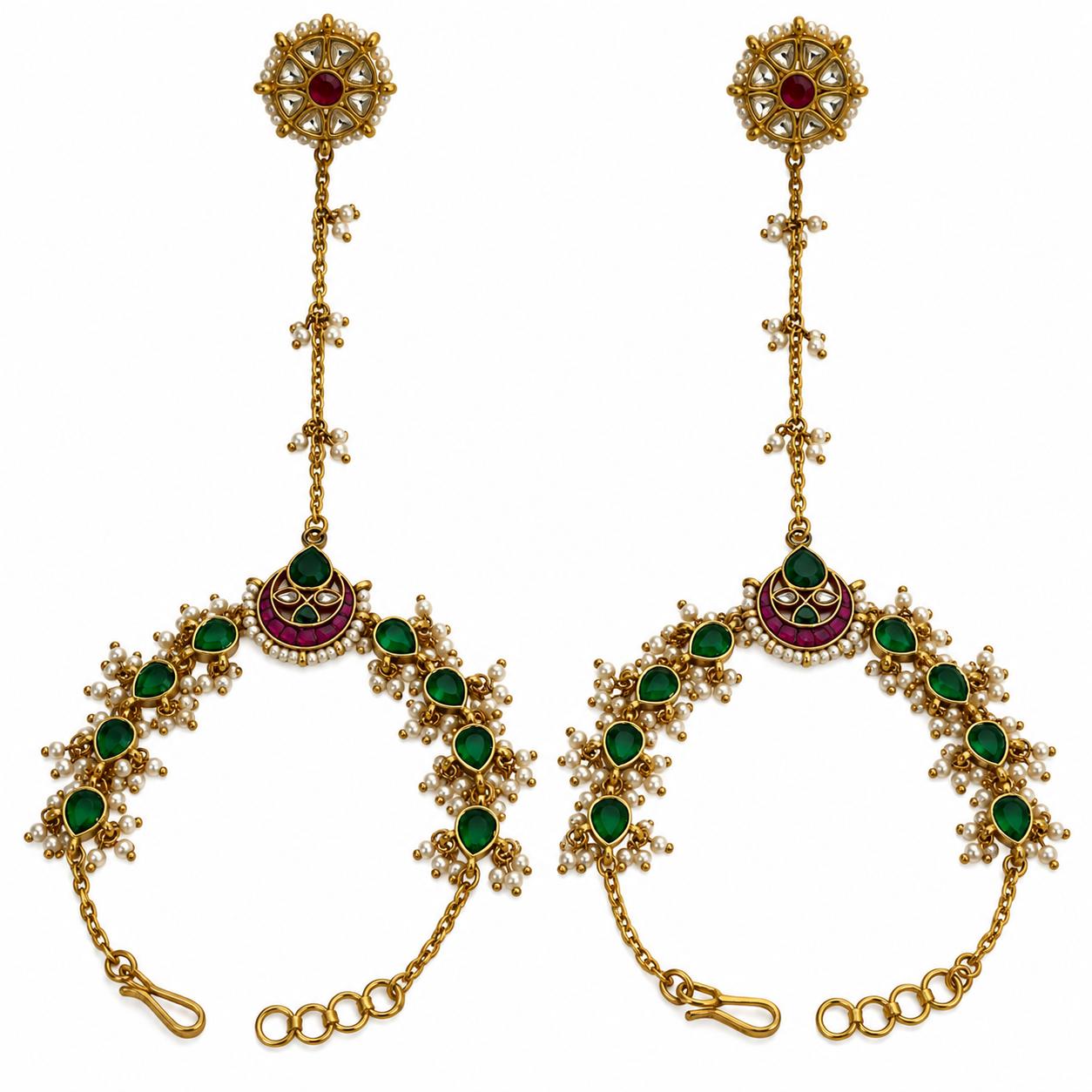 9rock The Emerald Kundan Hathphool - kundan Jewellery