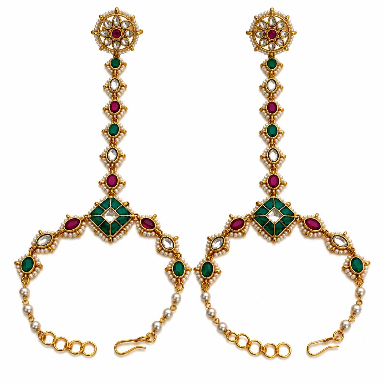 9rock The Emerald Kundan Hathphool - kundan Jewellery