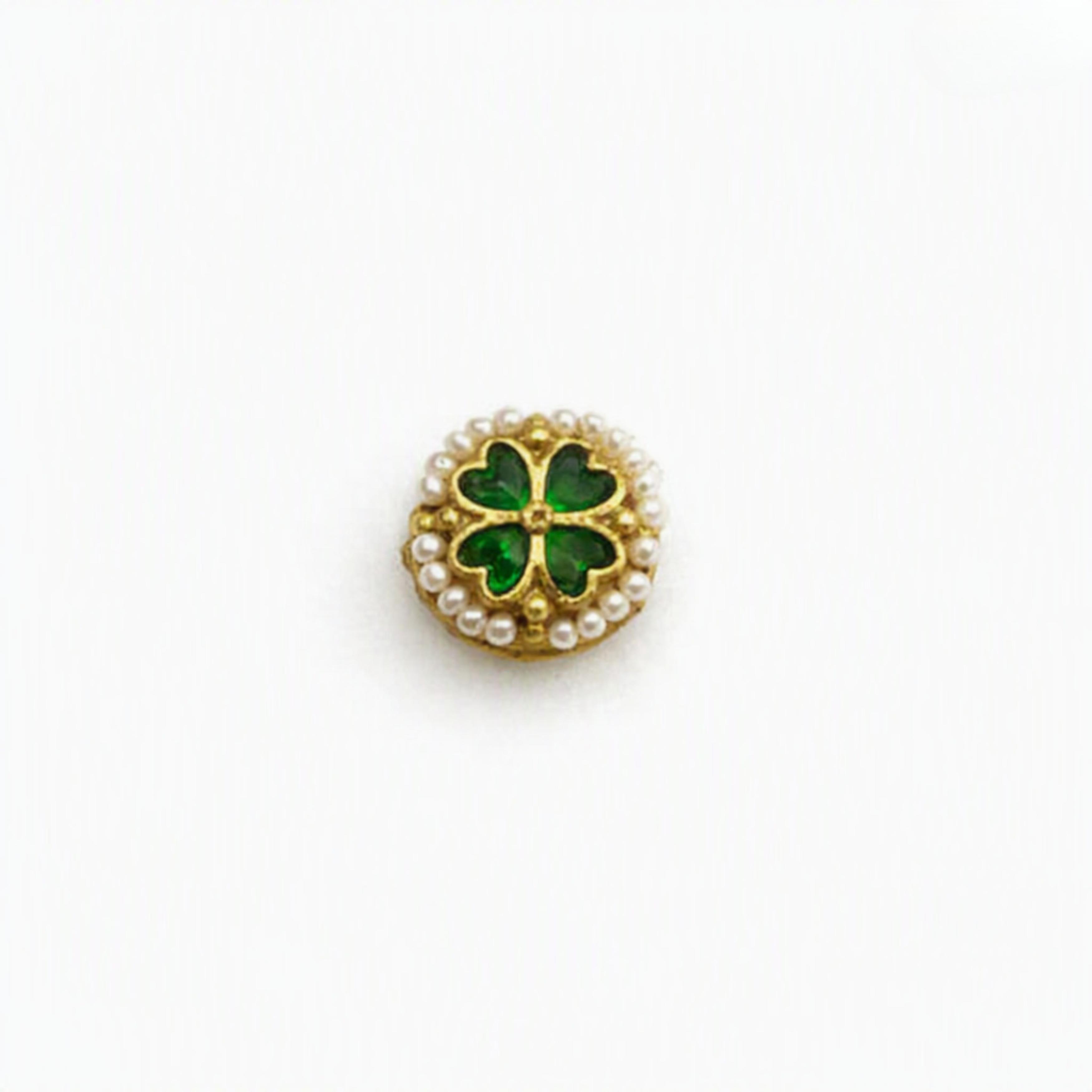 9rock The Emerald Clover Kundan Button - kundan Jewellery