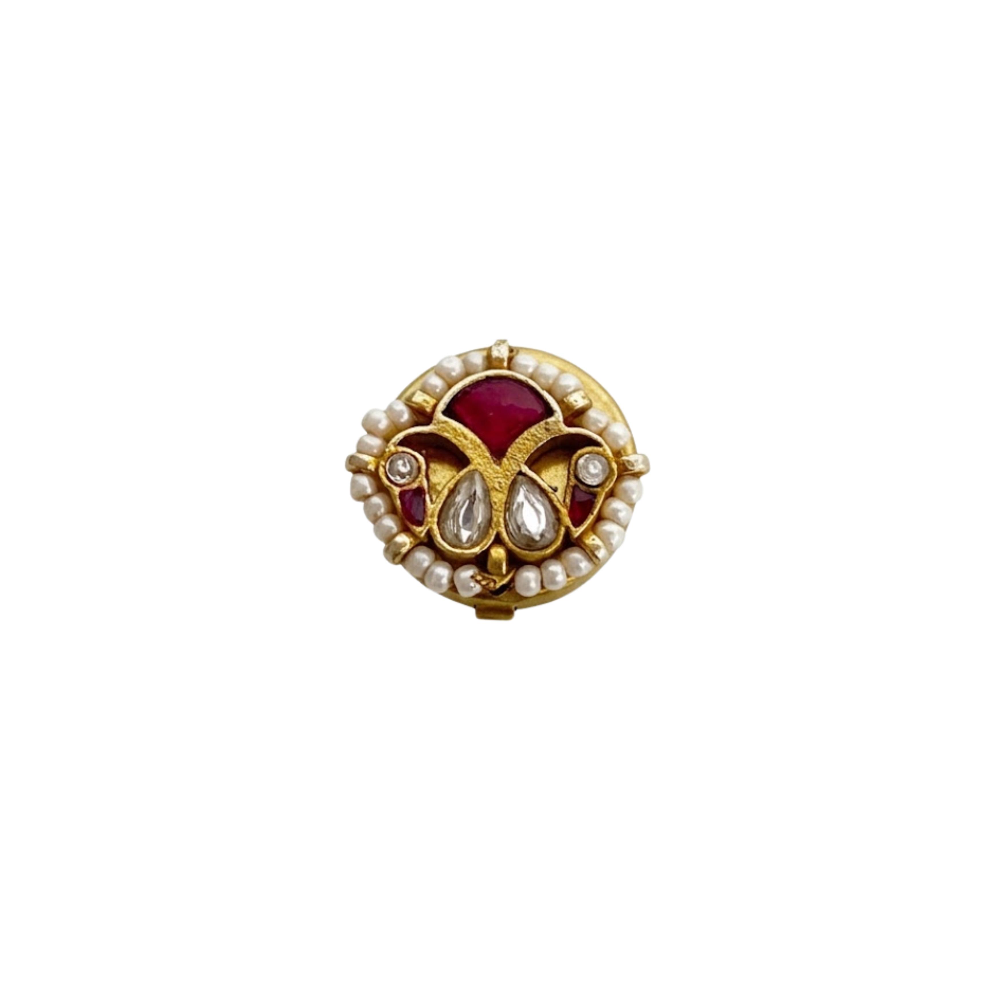 9rock Regal Kundan Gemstone Button - kundan Jewellery
