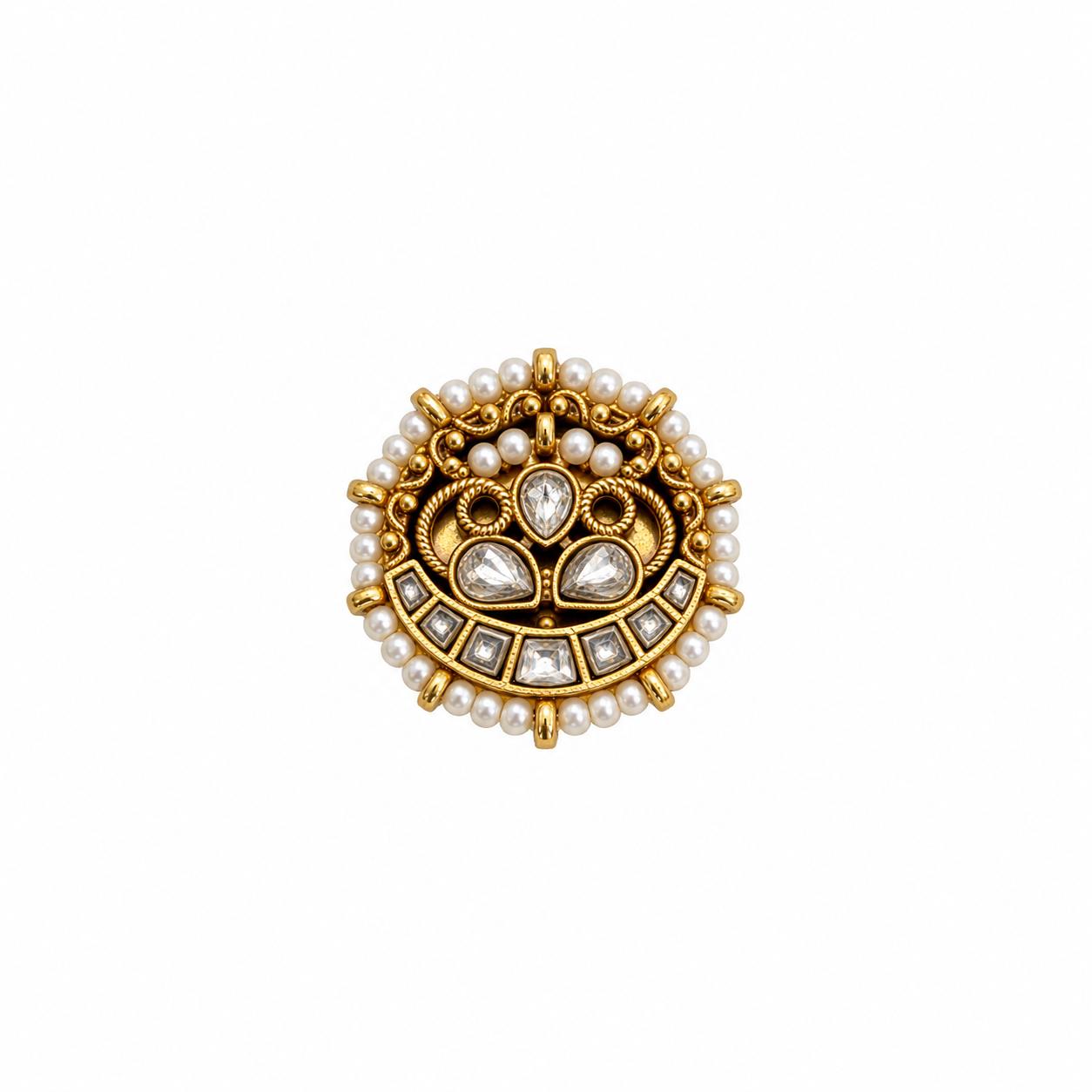 9rock The Kundan Pearl Button - kundan Jewellery