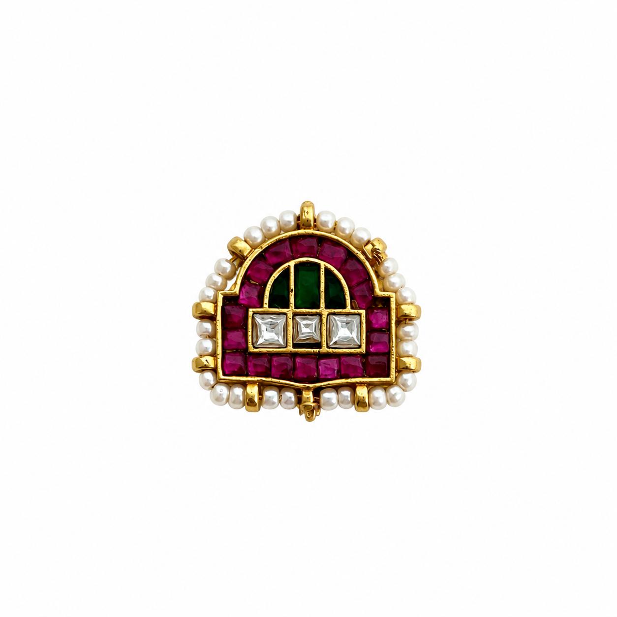 9rock The Ruby Emerald Kundan Button  - kundan Jewellery