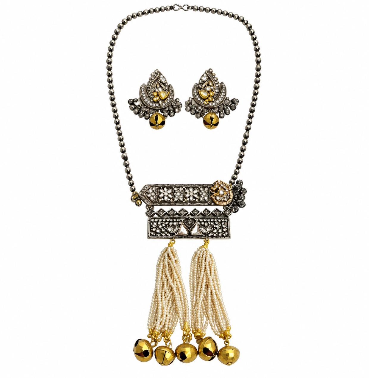 The Regal Peacock Fusion Necklace And Earring Set - 9rock