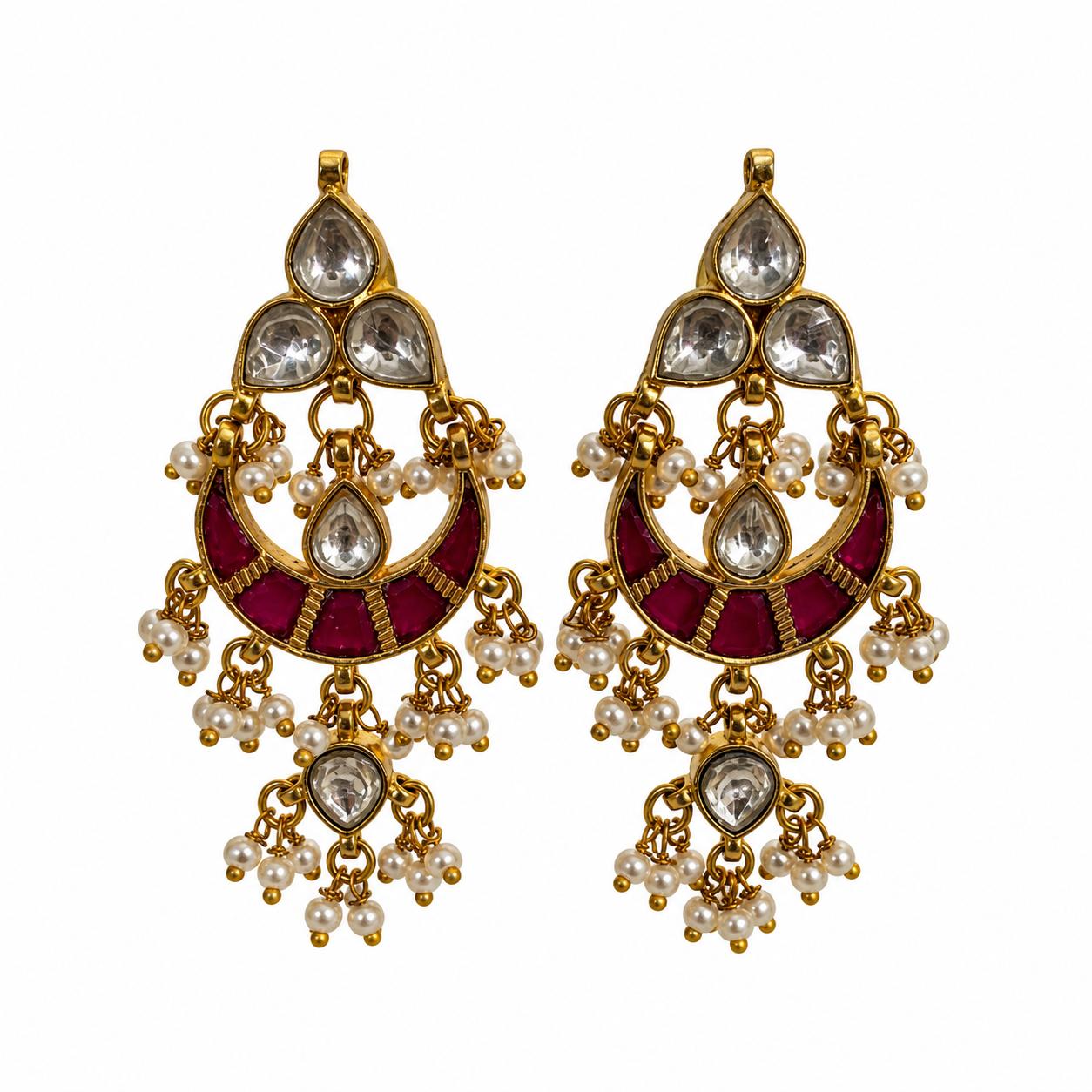 The Crescent Ruby Pearl Earrings - 9rock