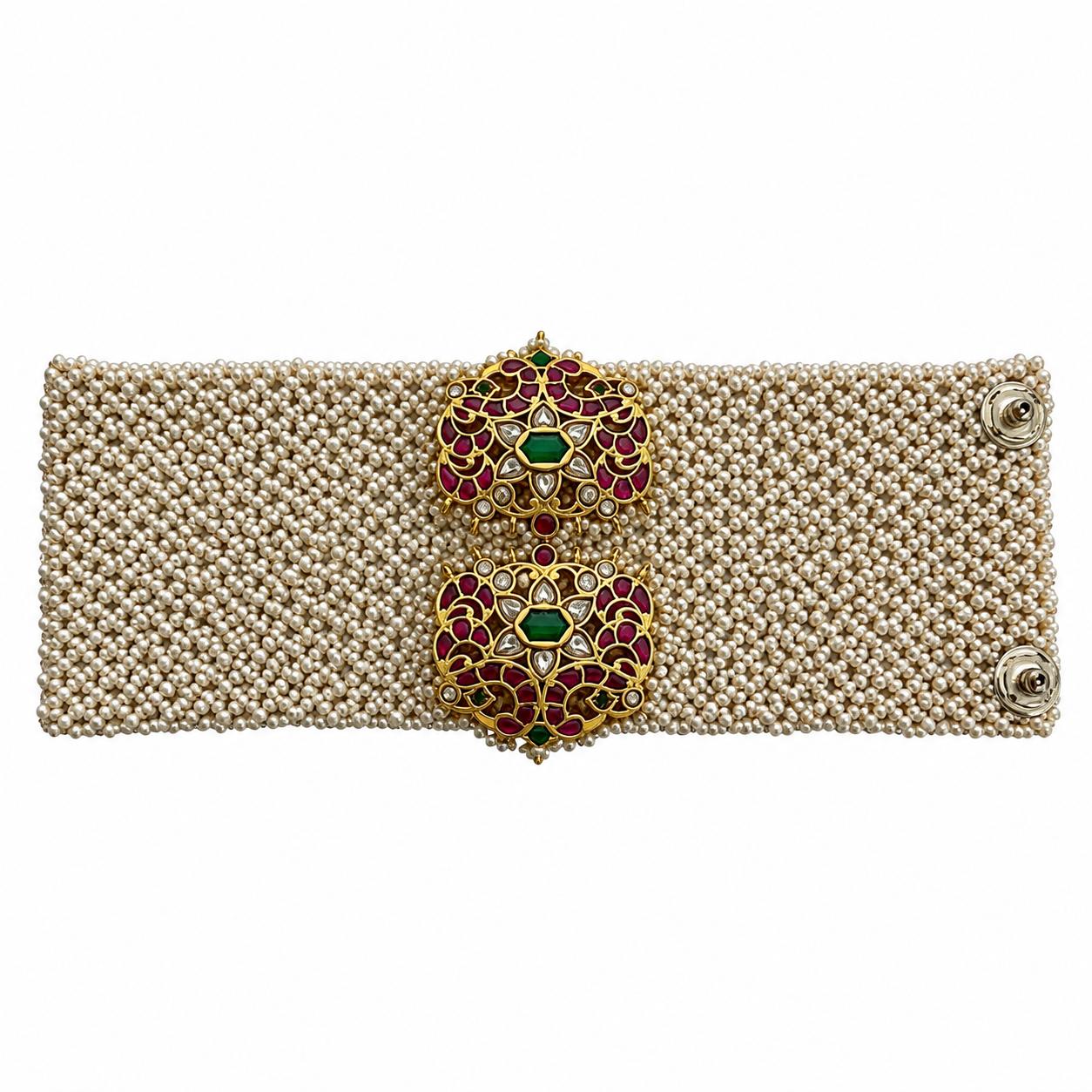 9rock The Kundan Pearl Bloom Bracelet - kundan Jewellery