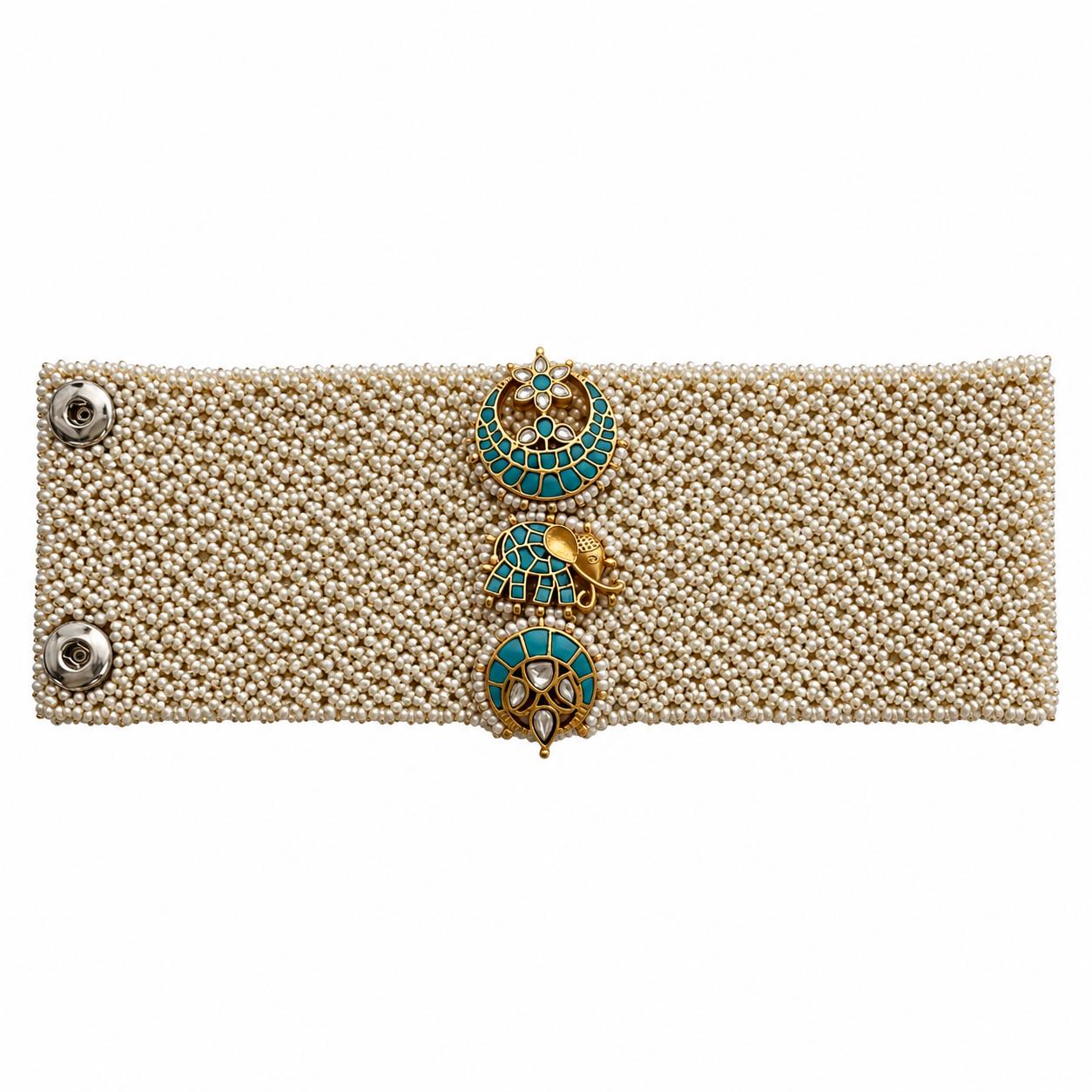 9rock The Crescent Moon Kundan Bracelet - kundan Jewellery
