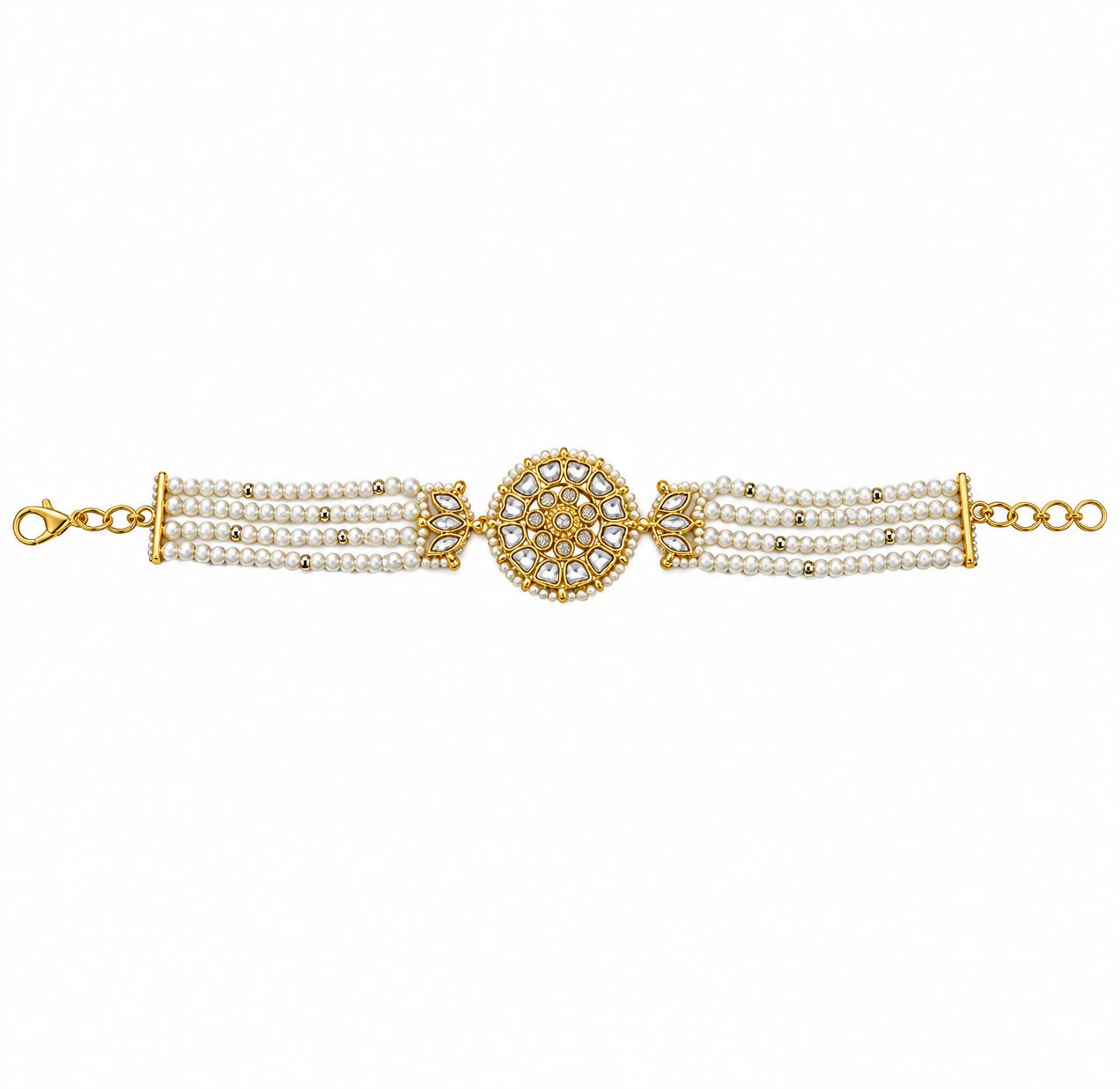 9rock The Lumina Kundan Pearl Bracelet - kundan Jewellery