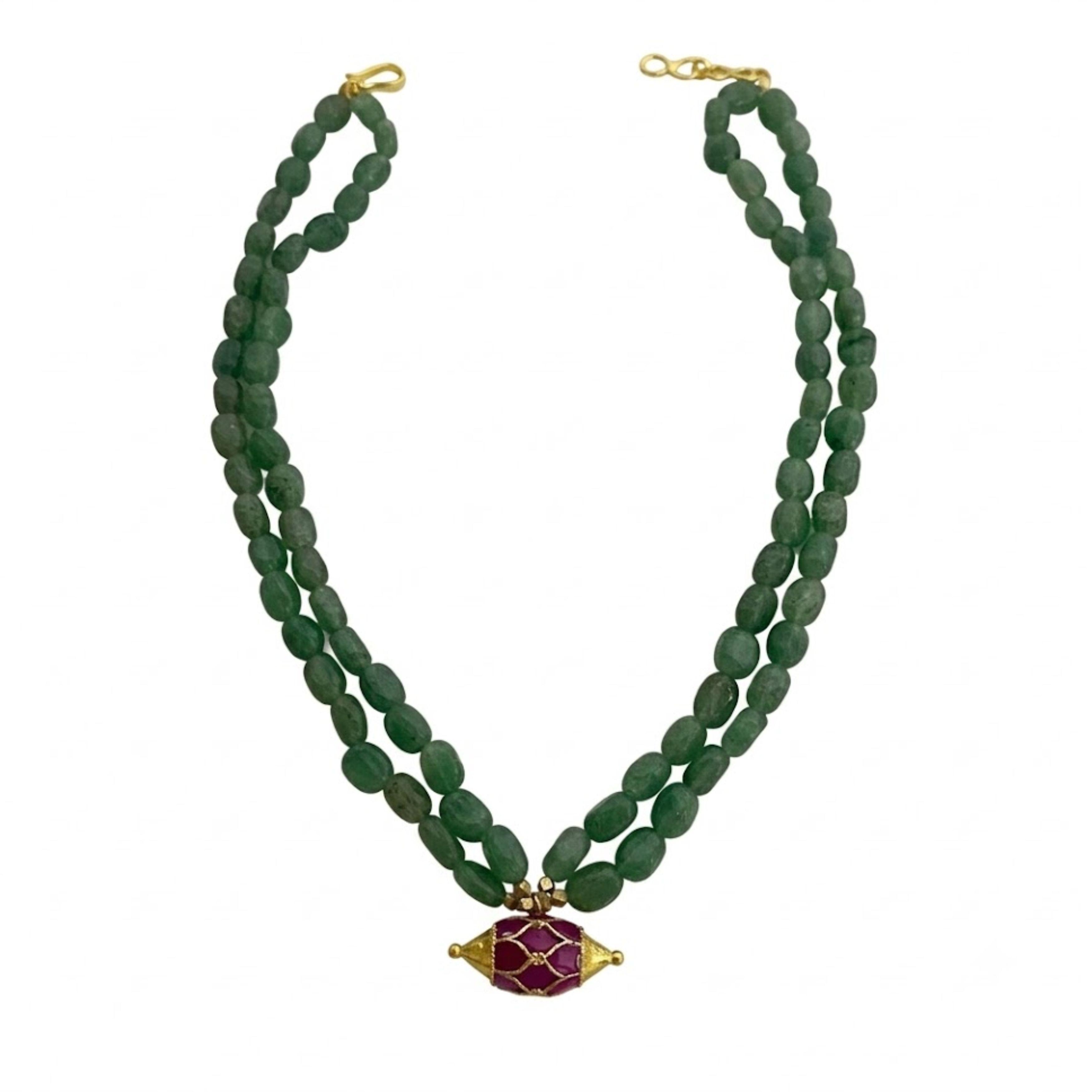9rock The Emerald Bloom Kundan Short Necklace - kundan Jewellery