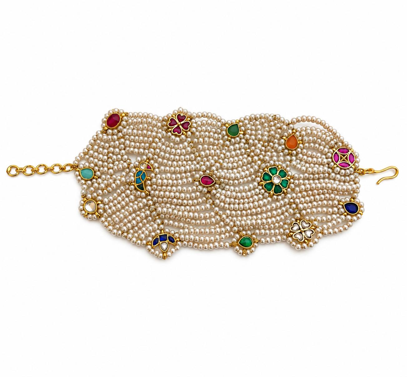 9rock The Kundan Gemstone Pearl Bracelets - kundan Jewellery