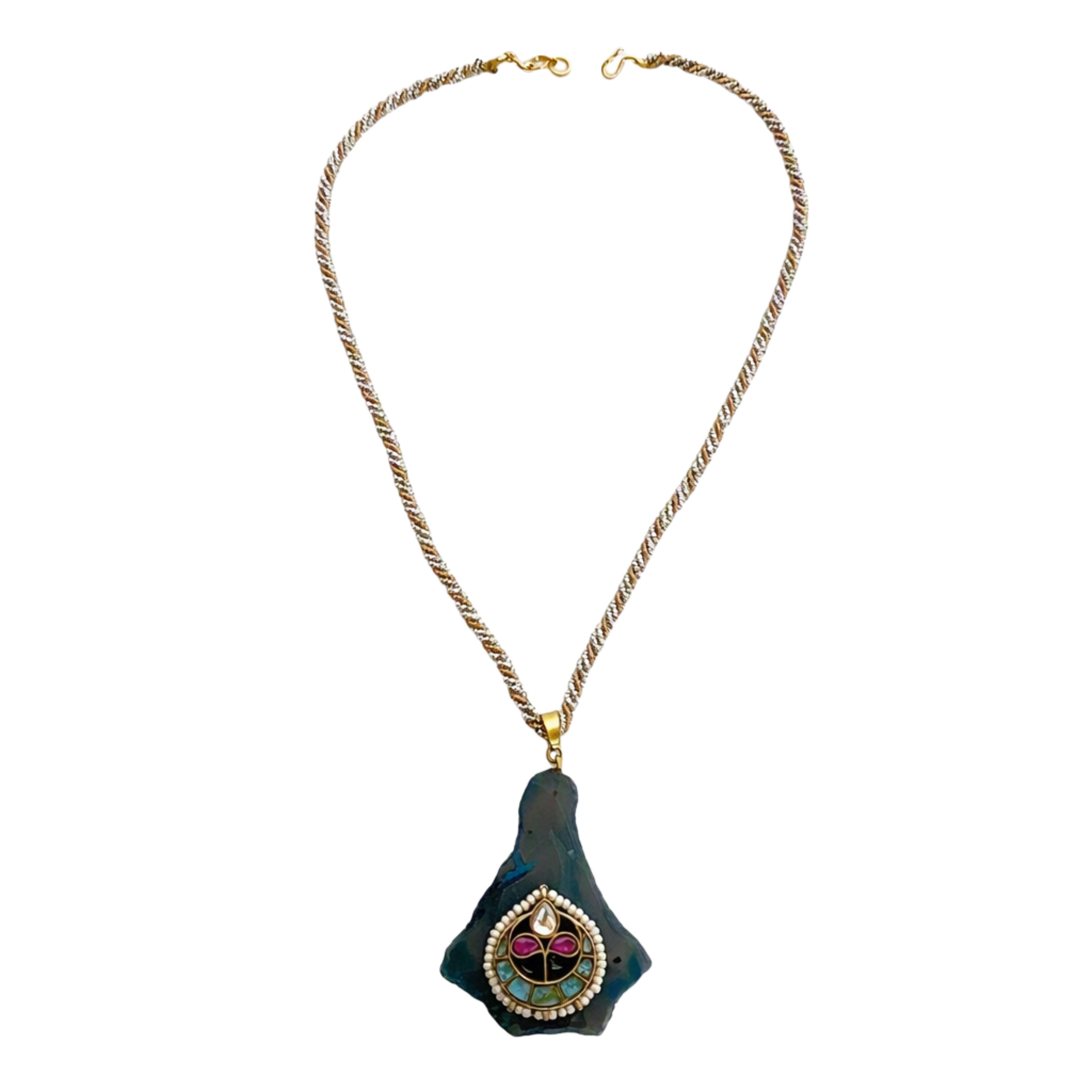 9rock The Oceanic Bloom Kundan Short Necklace - kundan Jewellery