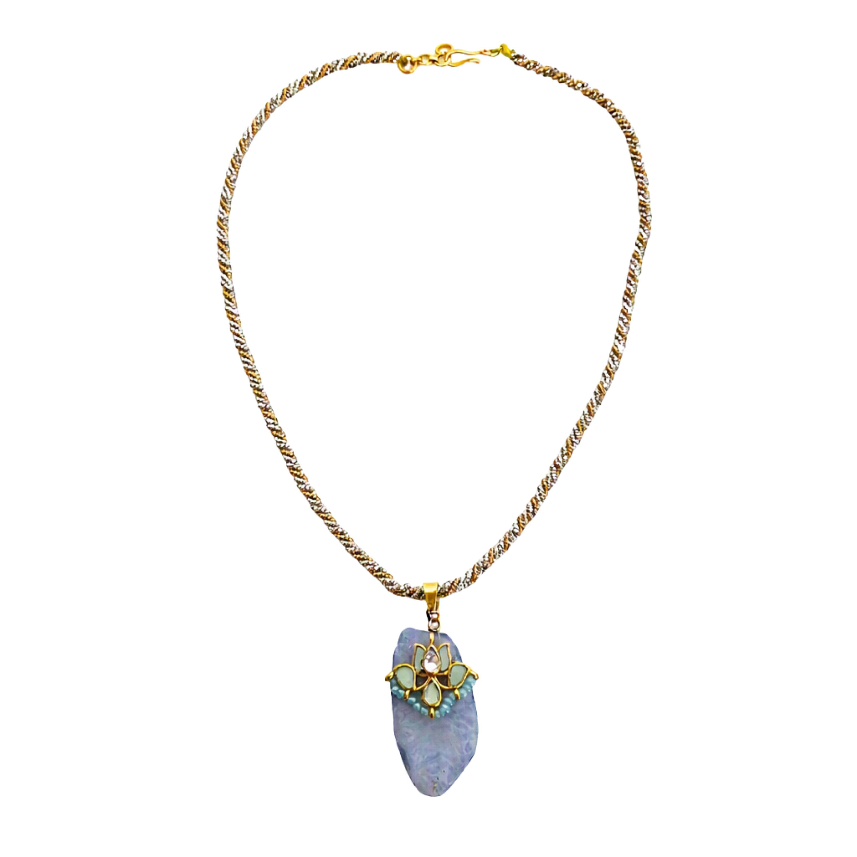 9rock The Celeste Agate Kundan Short Necklace - kundan Jewellery