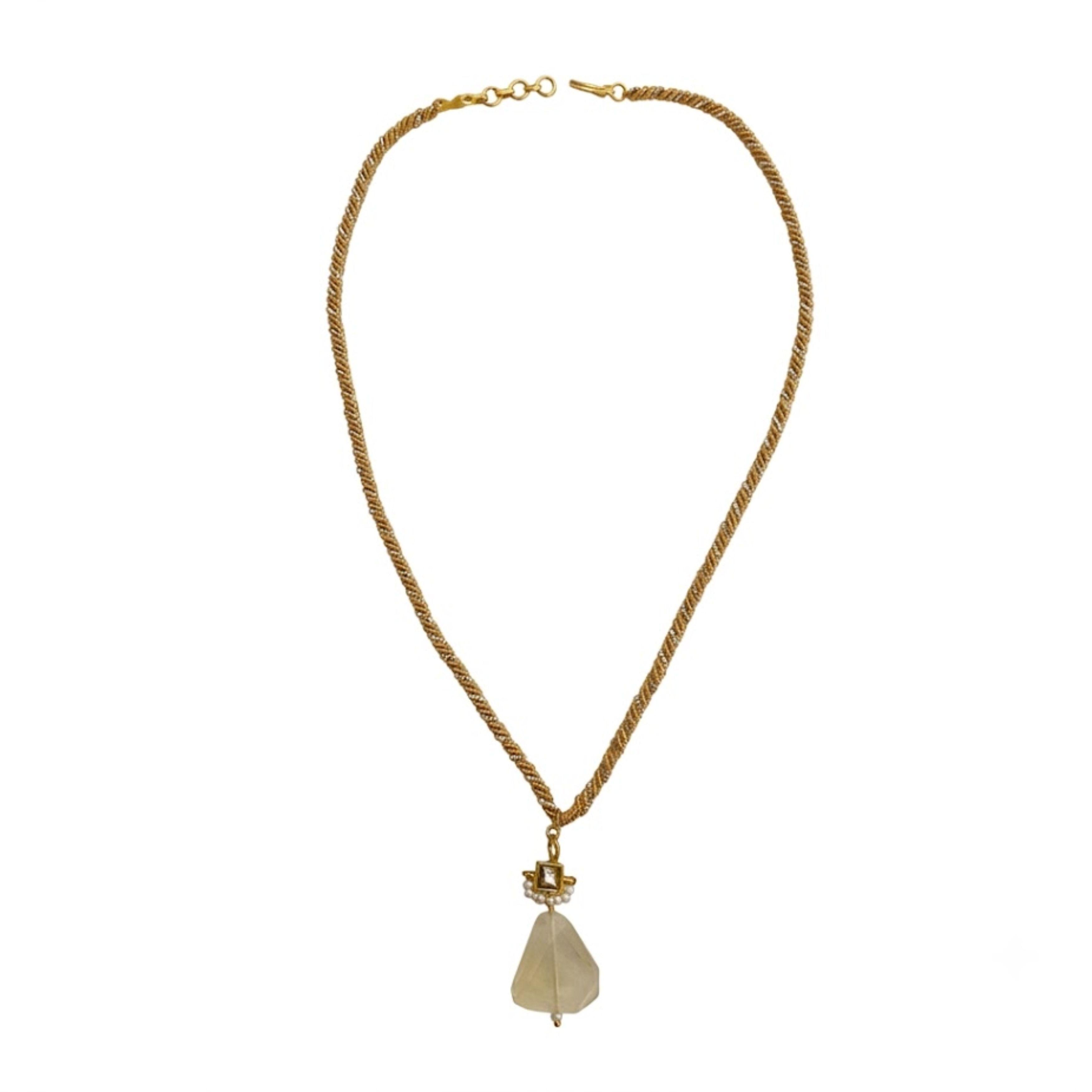 9rock The Crystal Tear Kundan Short Necklace  - kundan Jewellery