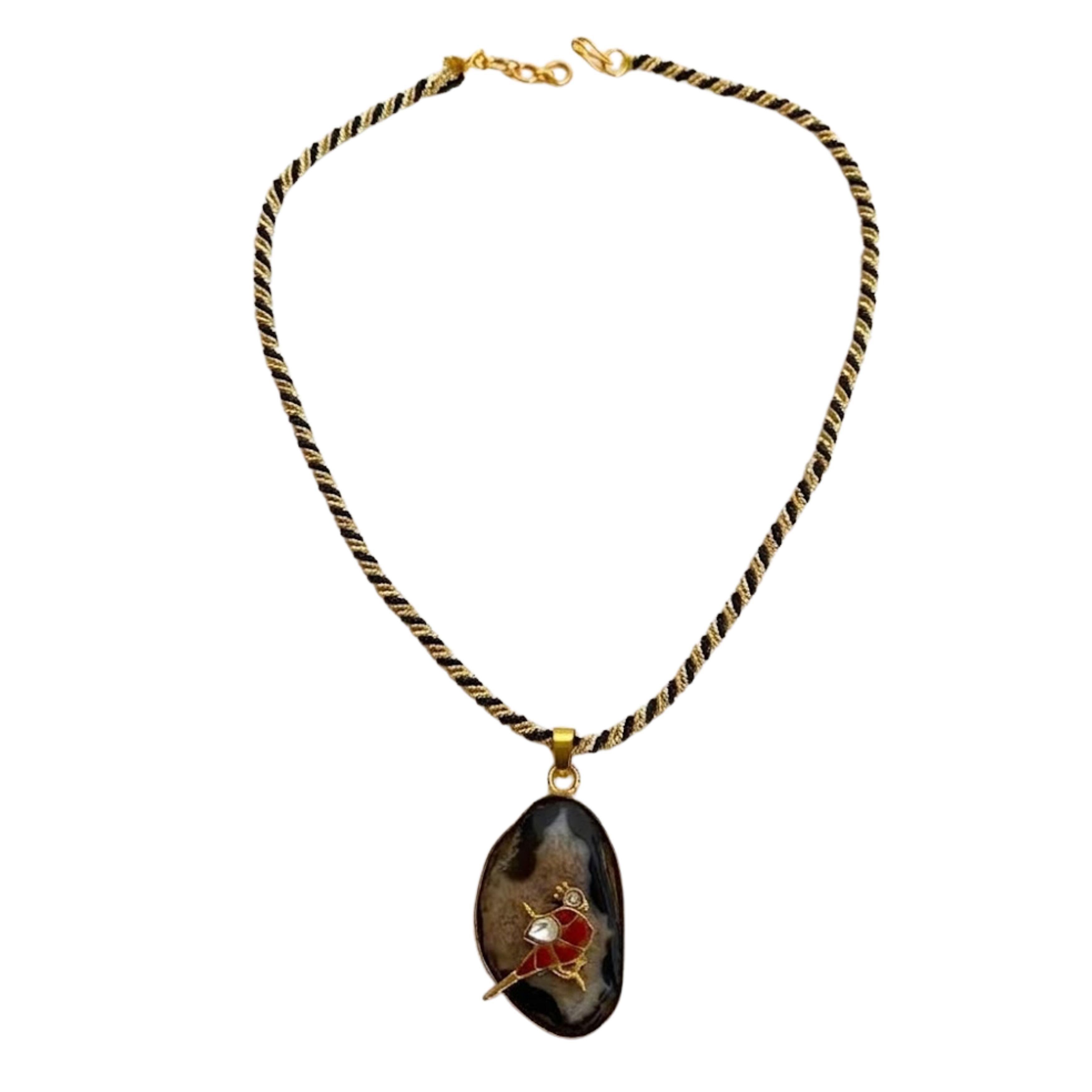 9rock The Scarlet Dancer Agate Short Necklace - kundan Jewellery