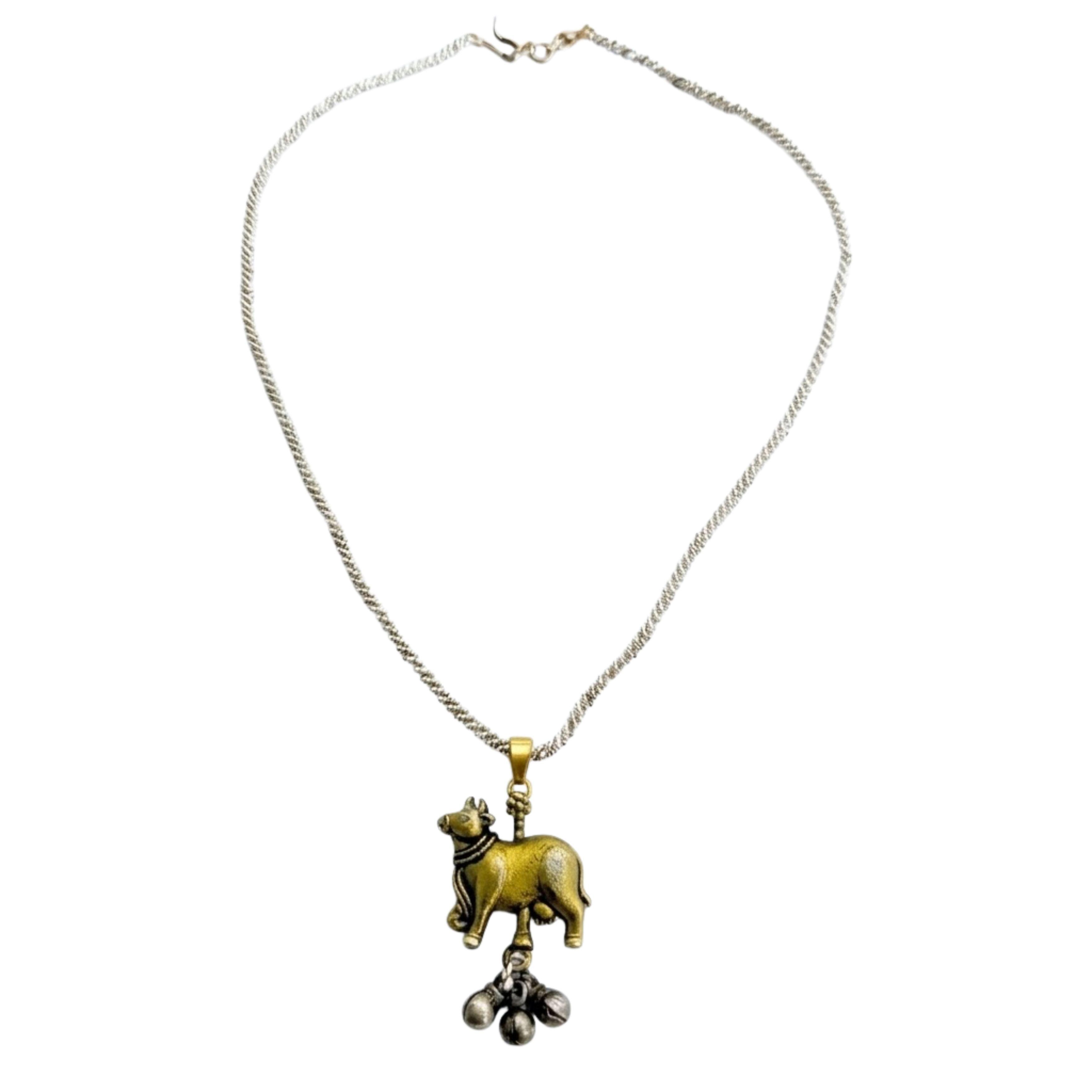 9rock The Golden Cow Pendant Short Necklace - fusion Jewellery