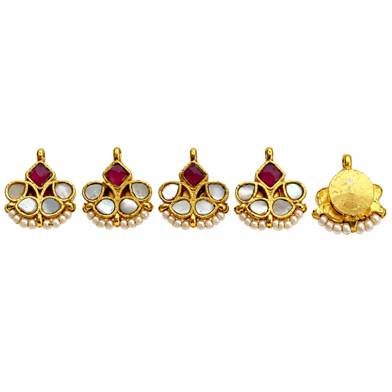 9rock The Ruby Bloom Kundan Buttons  - kundan Jewellery