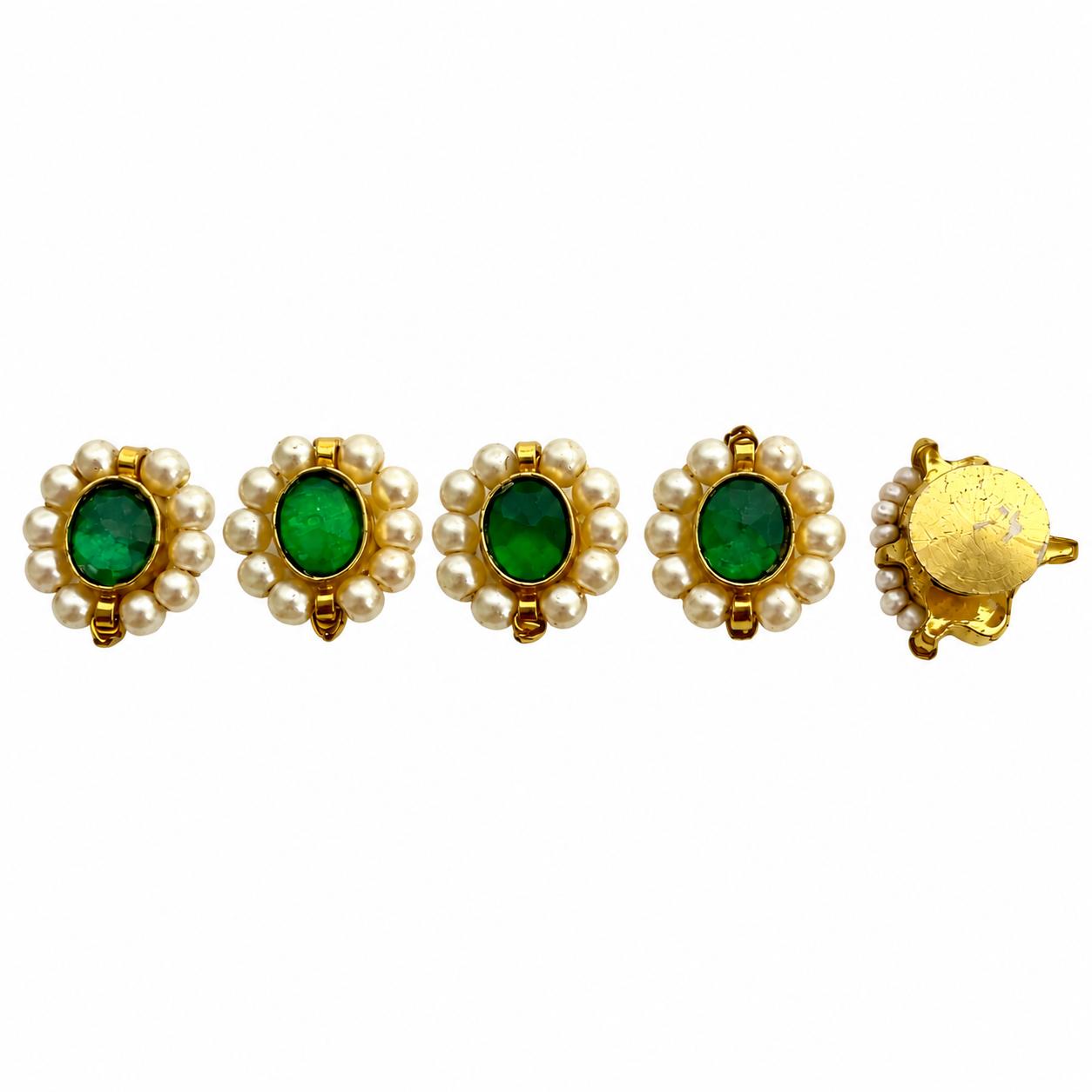9rock Emerald Pearl Kundan Buttons - kundan Jewellery