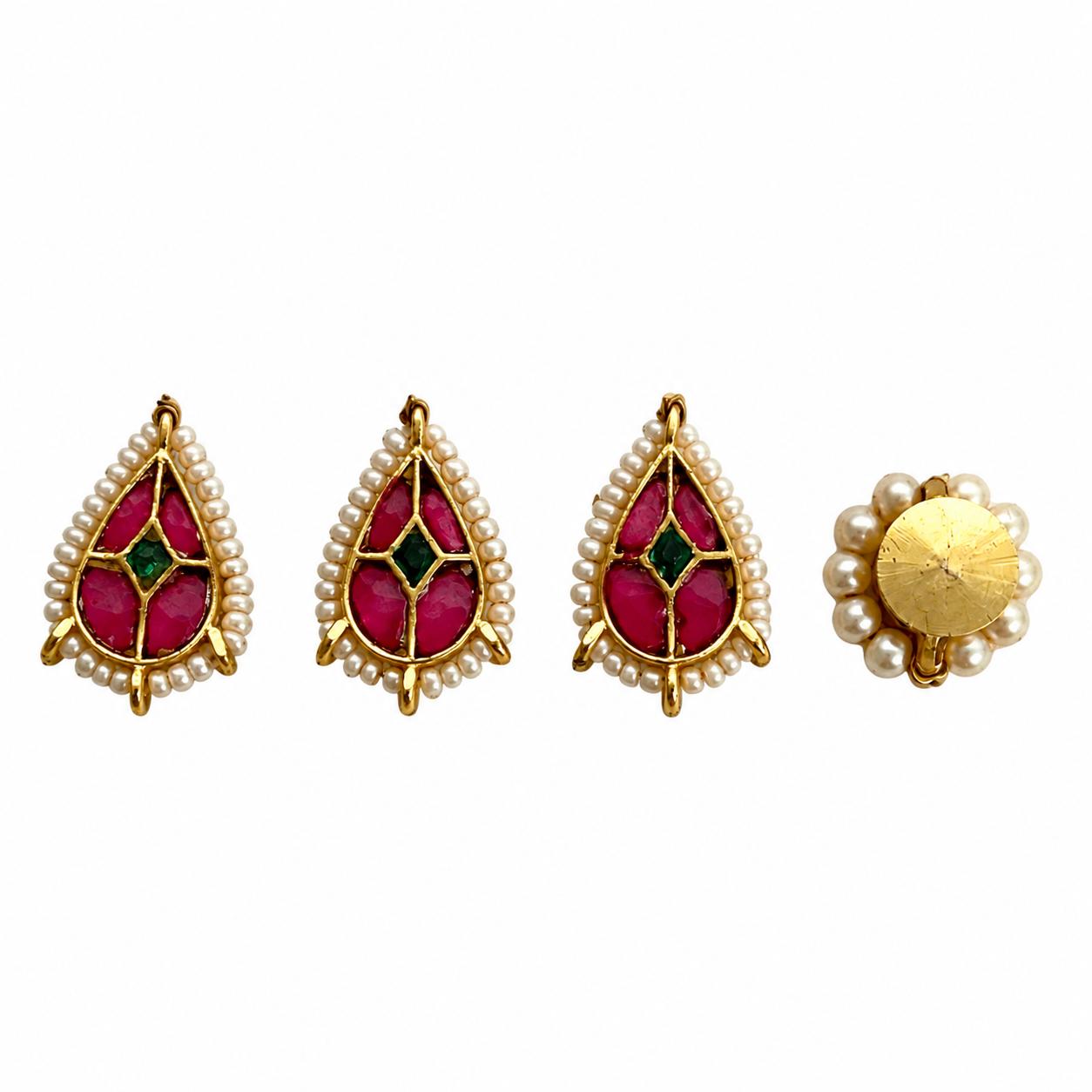9rock Kundan Teardrop Buttons - kundan Jewellery