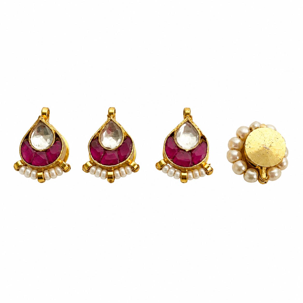 9rock Kundan Floral Buttons - kundan Jewellery
