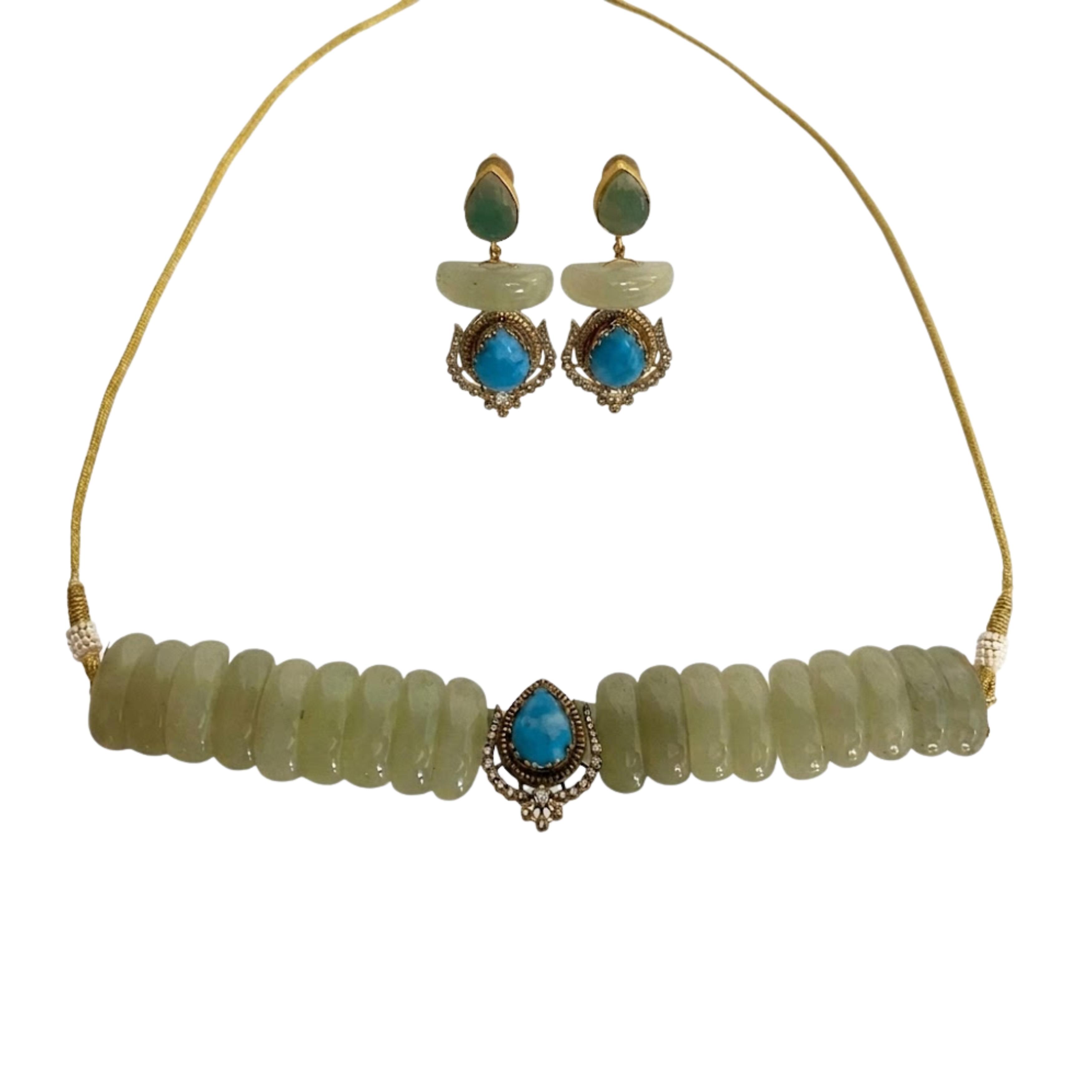 The Verdant Jade Choker Necklace And Earring Set — 9rock